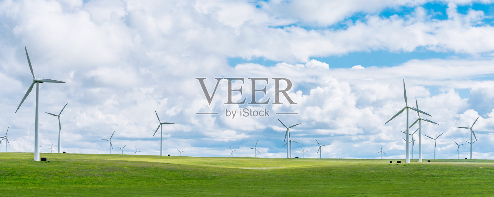 中国内蒙古惠腾锡勒草原上的风力发电场照片摄影图片