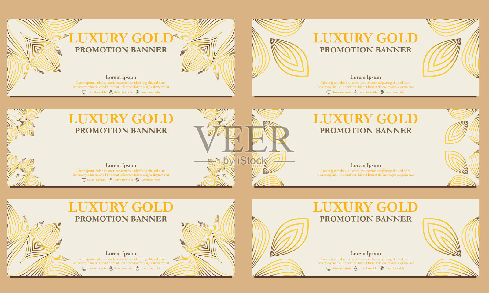 豪华金水平横幅模板。适合网页横幅,横幅和互联网广告的设计插画图片素材