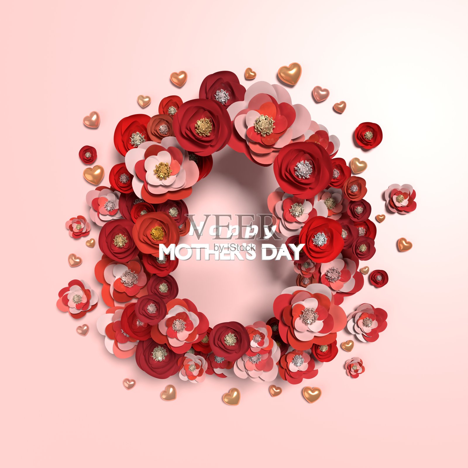 庆祝母亲节的母亲节快乐文字和鲜花照片摄影图片