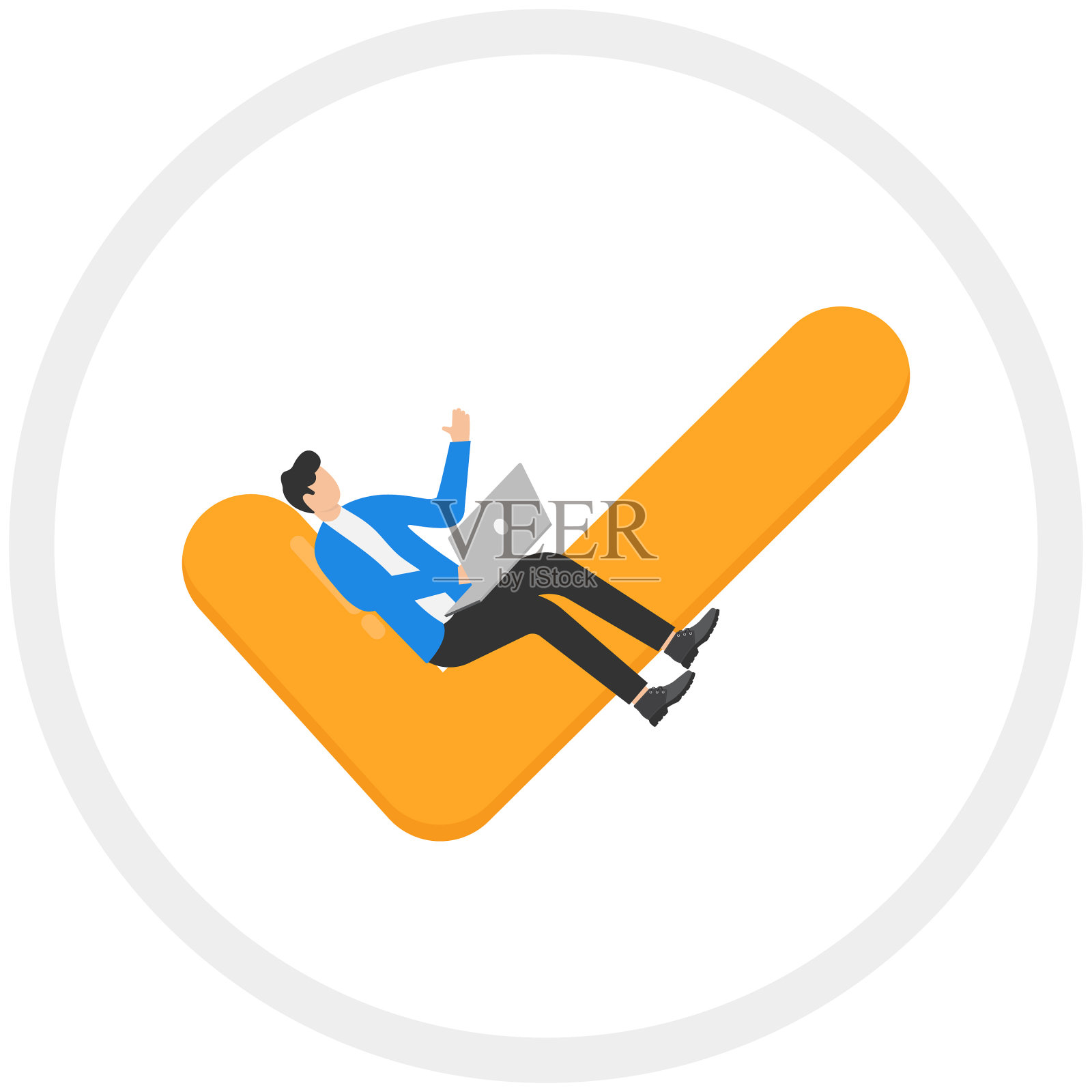 项目任务管理和有效的时间规划概念,每周的业务任务安排,时间管理和计划截止日期,商人用笔记本电脑坐对勾插画图片素材