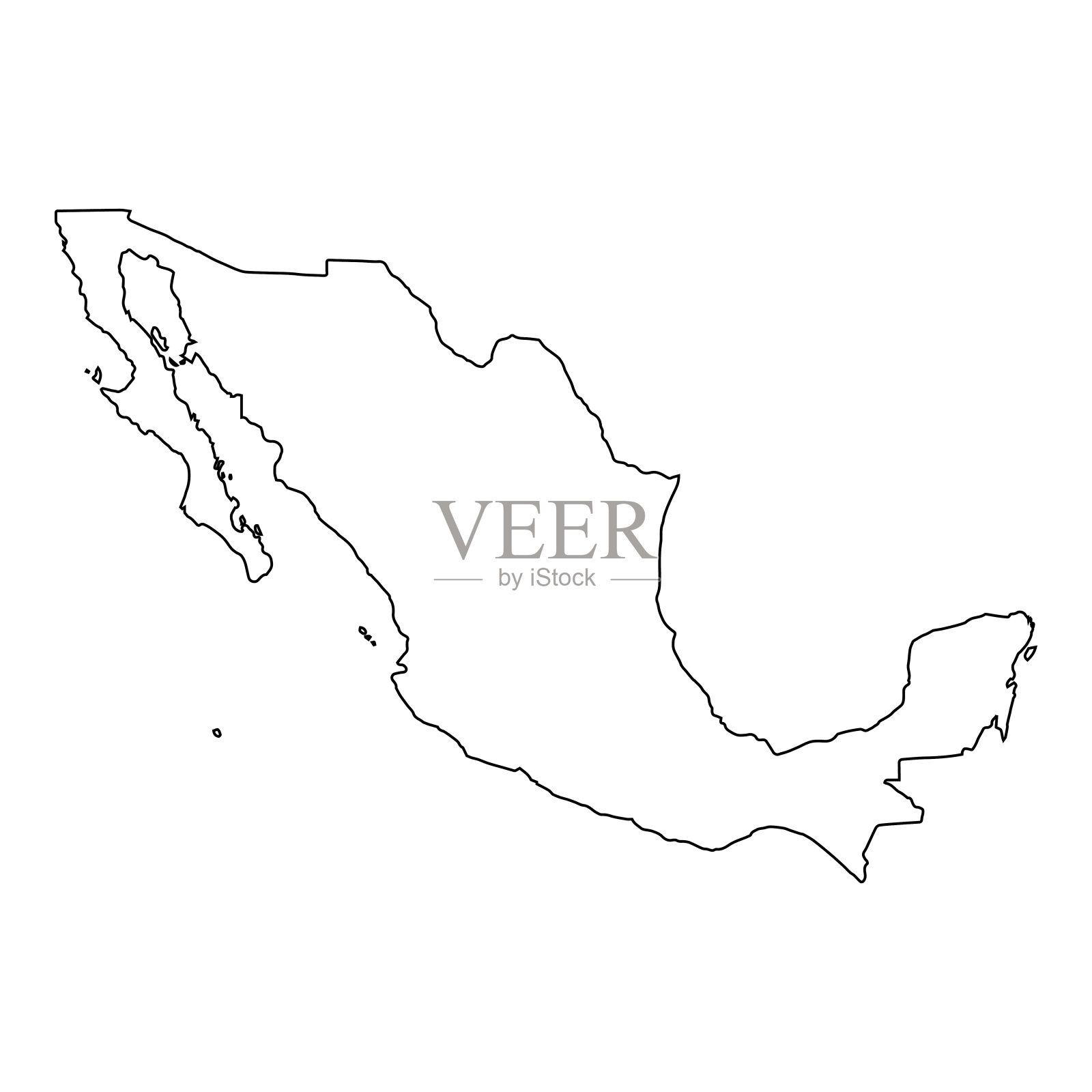 墨西哥的透明轮廓地图插画图片素材