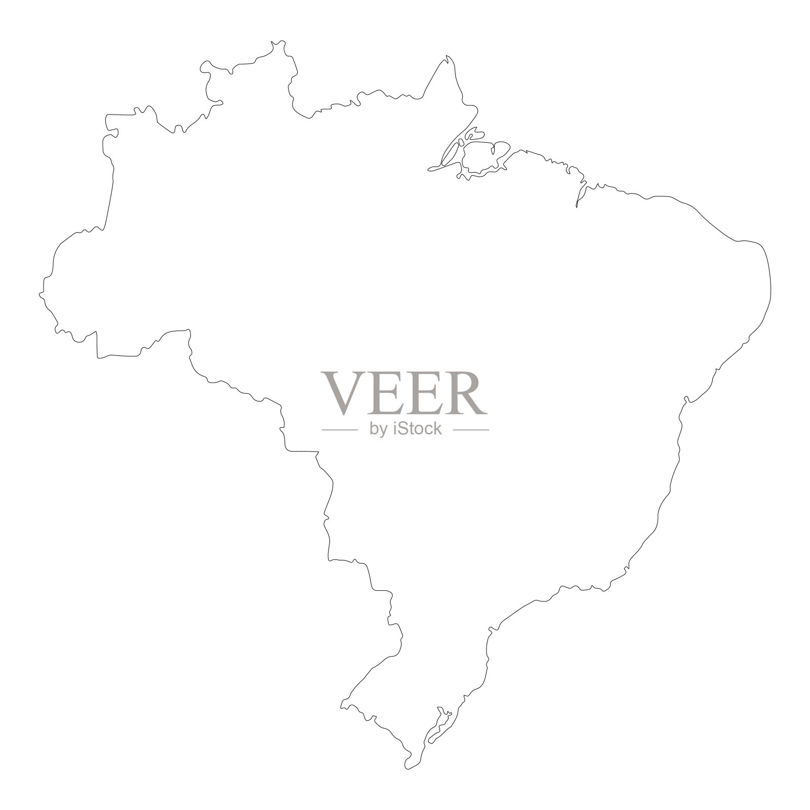 巴西的透明轮廓地图插画图片素材
