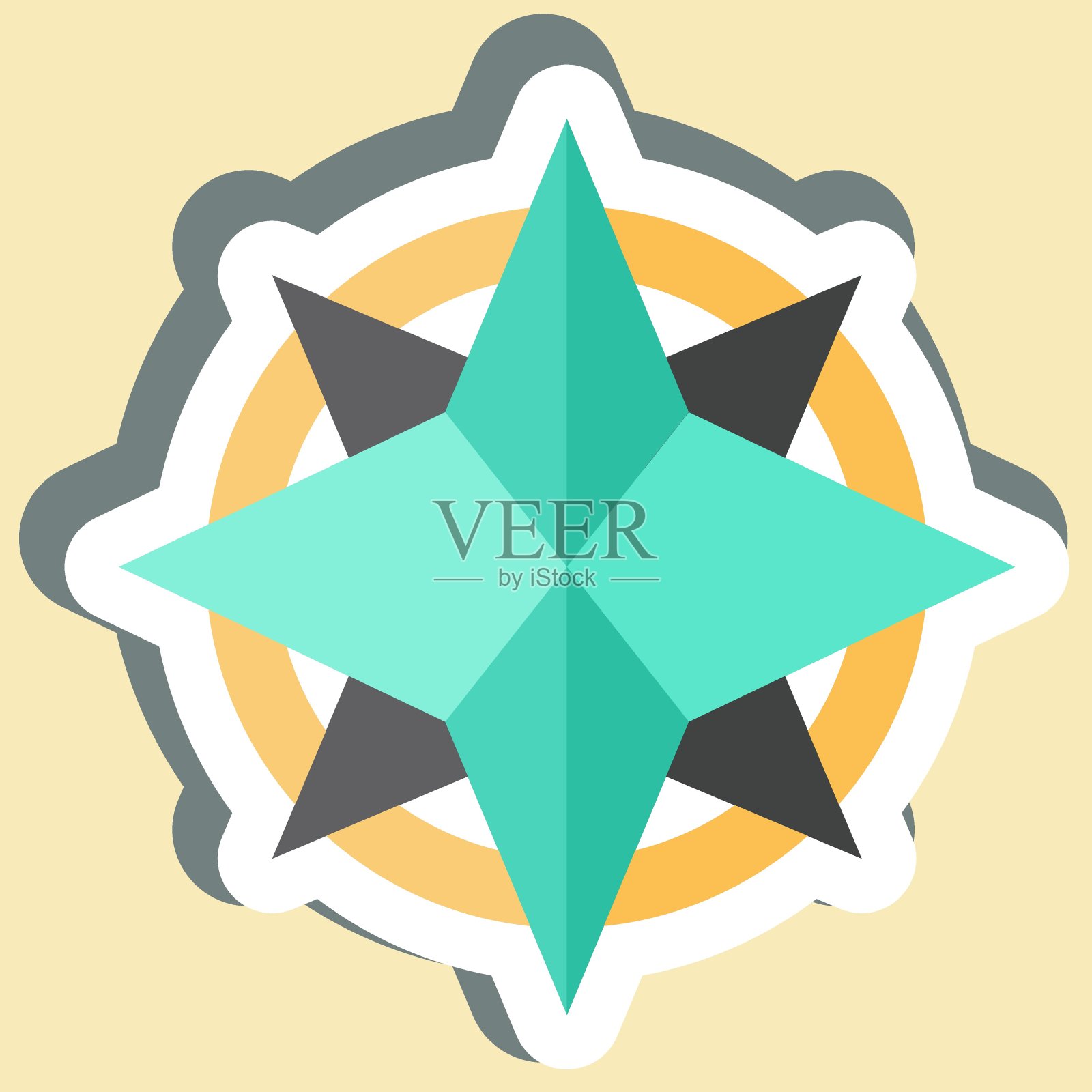 贴纸风玫瑰。与导航符号相关。简单的设计说明插画图片素材