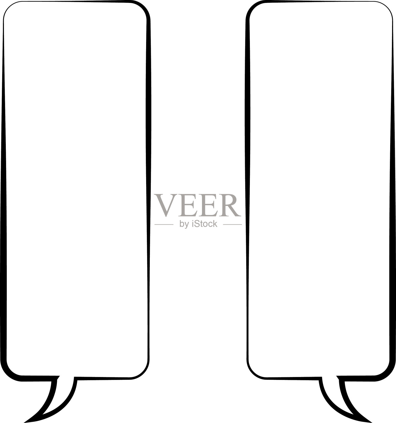 一套空白的白色语音气泡在平面设计,聊天框,消息框图标。气球涂鸦风格的思维符号符号。语音气泡被隔离在背景上。插画图片素材