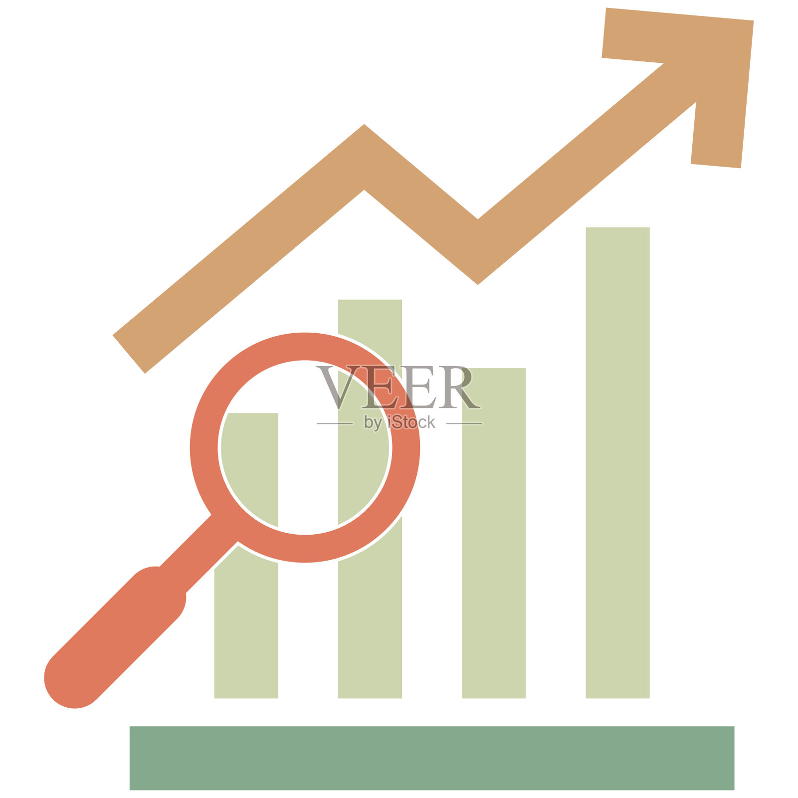 增长条形图平面图标。矢量彩色插图在一个白色的背景。插画图片素材