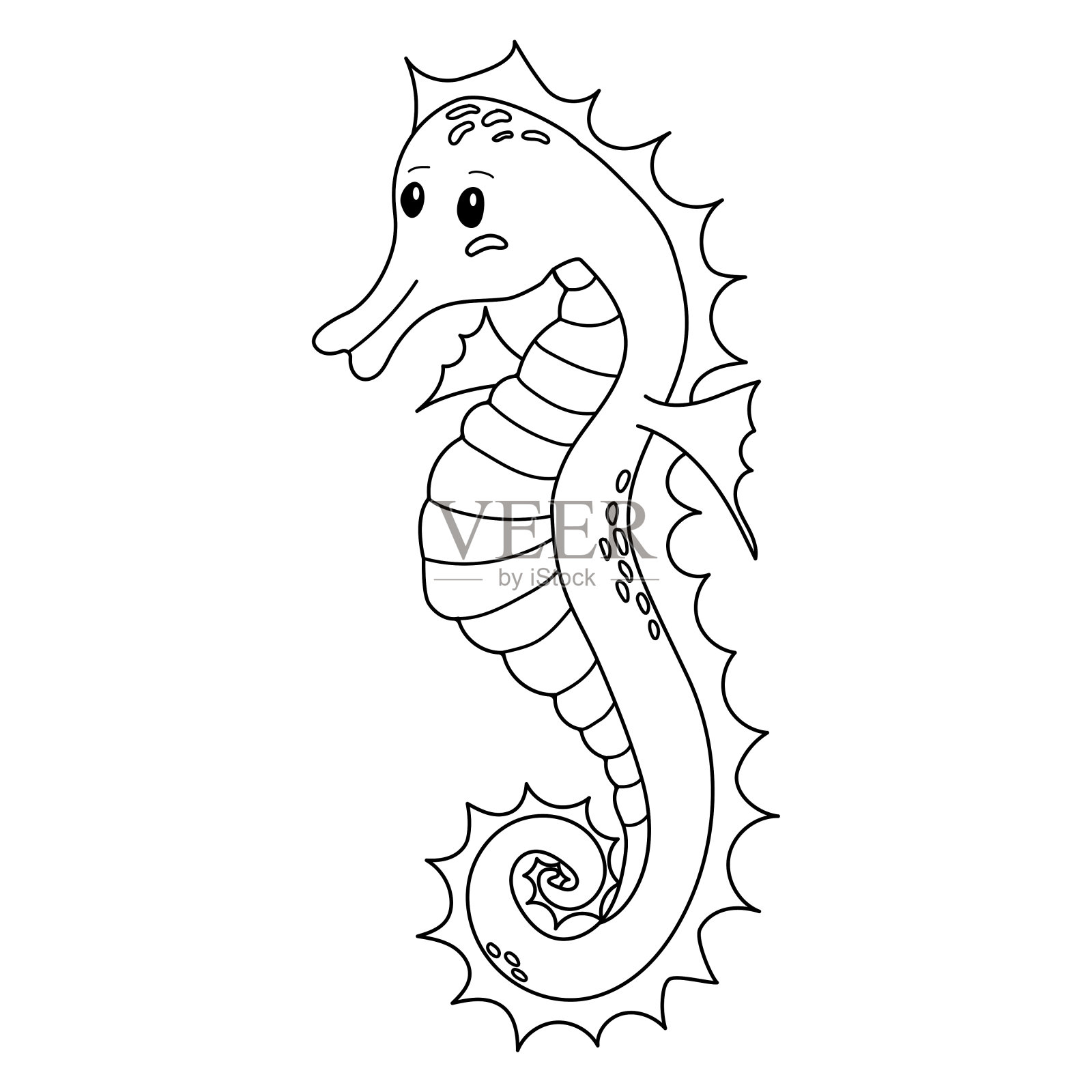 海马轮廓图插画图片素材