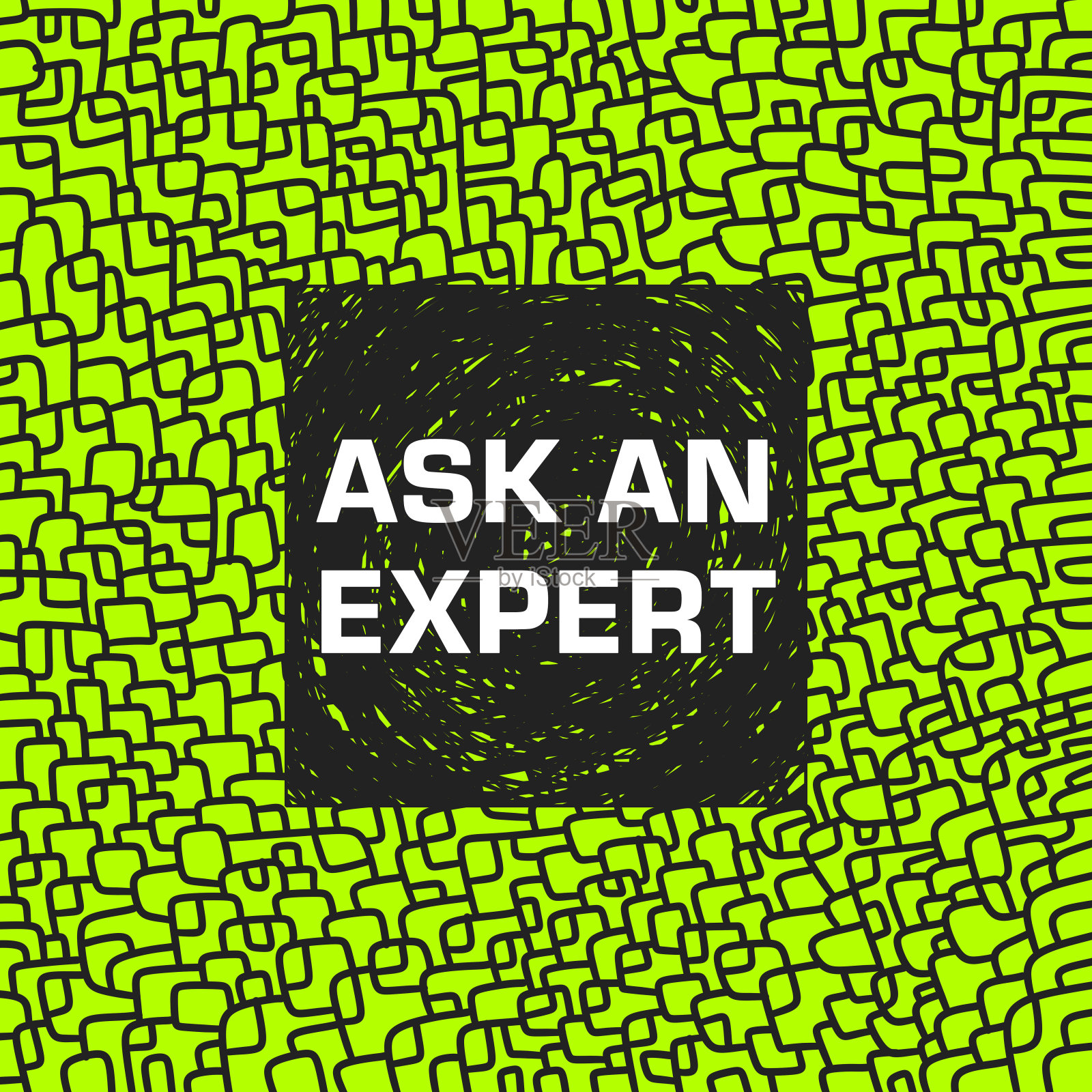 询问专家绿色明亮纹理框文本正方形插画图片素材