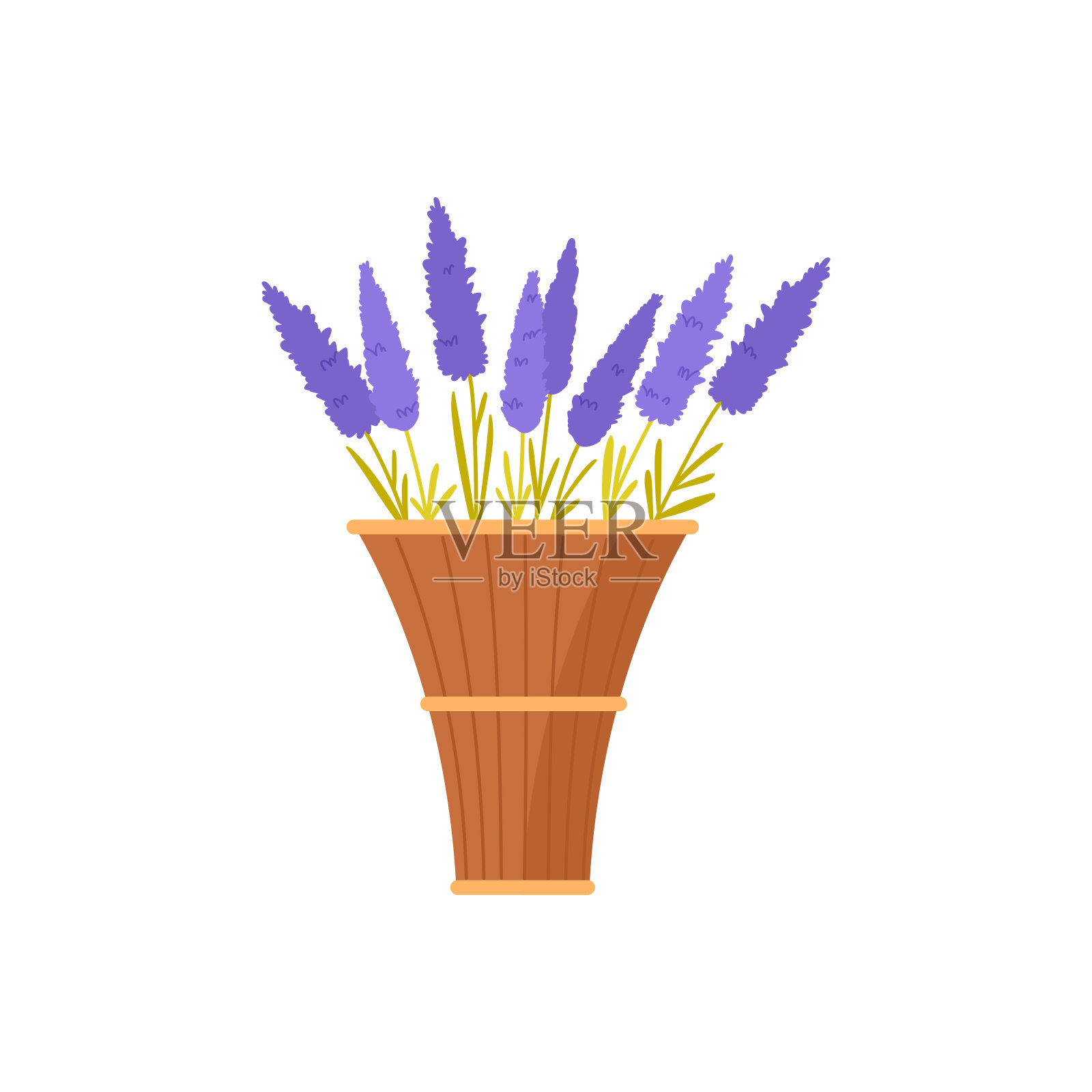 紫色花篮插画图片素材