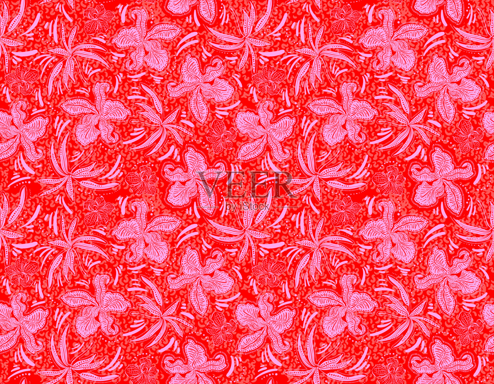 美丽的波西米亚别致无缝图案手绘花卉和植物图案插画图片素材