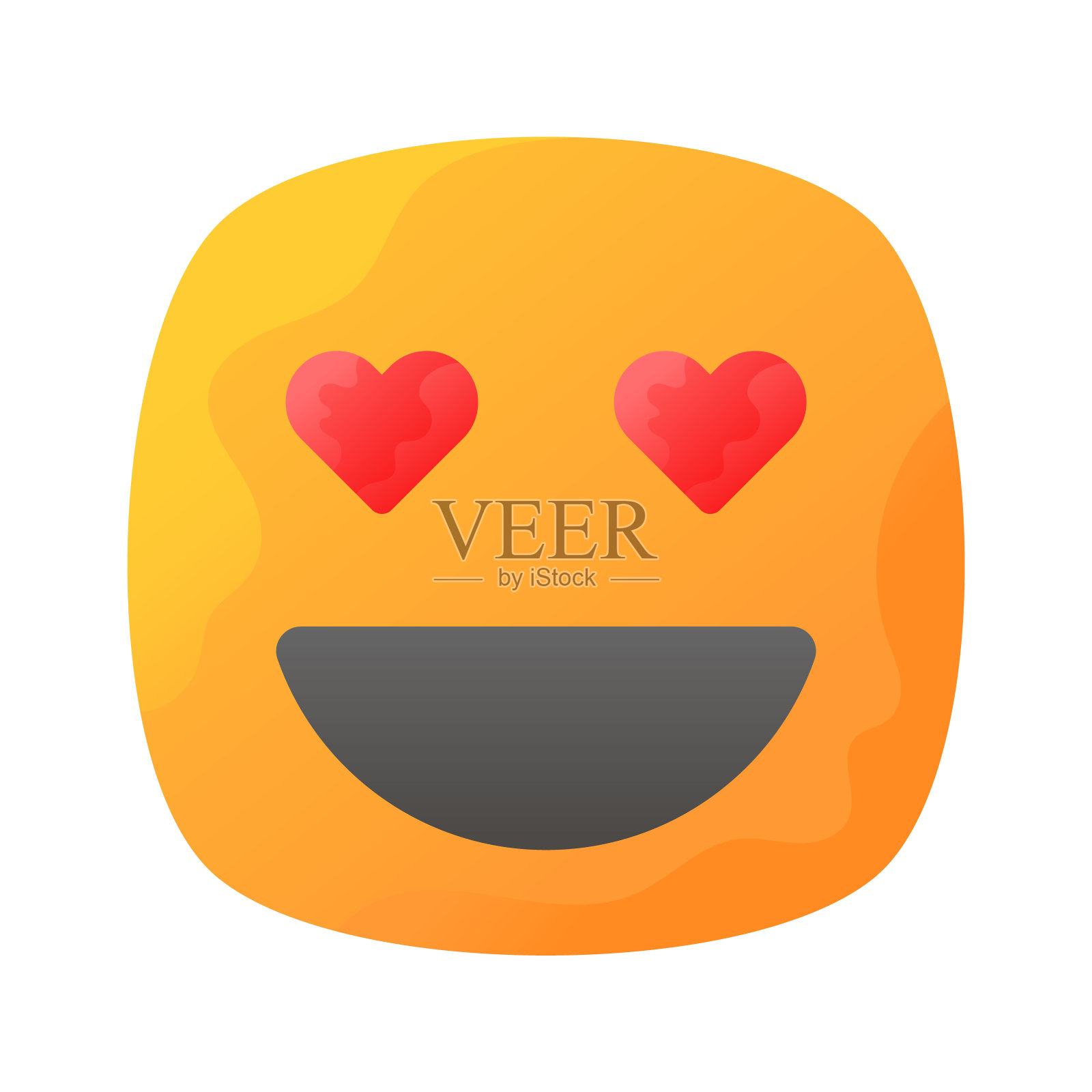 幸福的脸,眼睛上有心形符号,恋爱表情符号的概念图标。插画图片素材