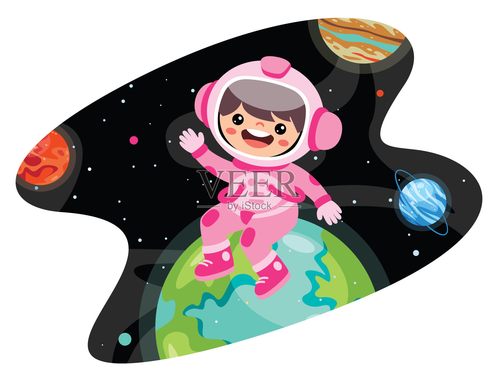 宇航员的太空概念插画图片素材