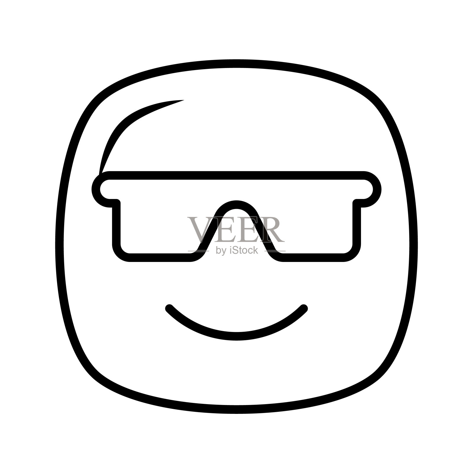 眼镜上的表情符号的脸显示概念图标酷的表情符号,骄傲的表情符号。插画图片素材