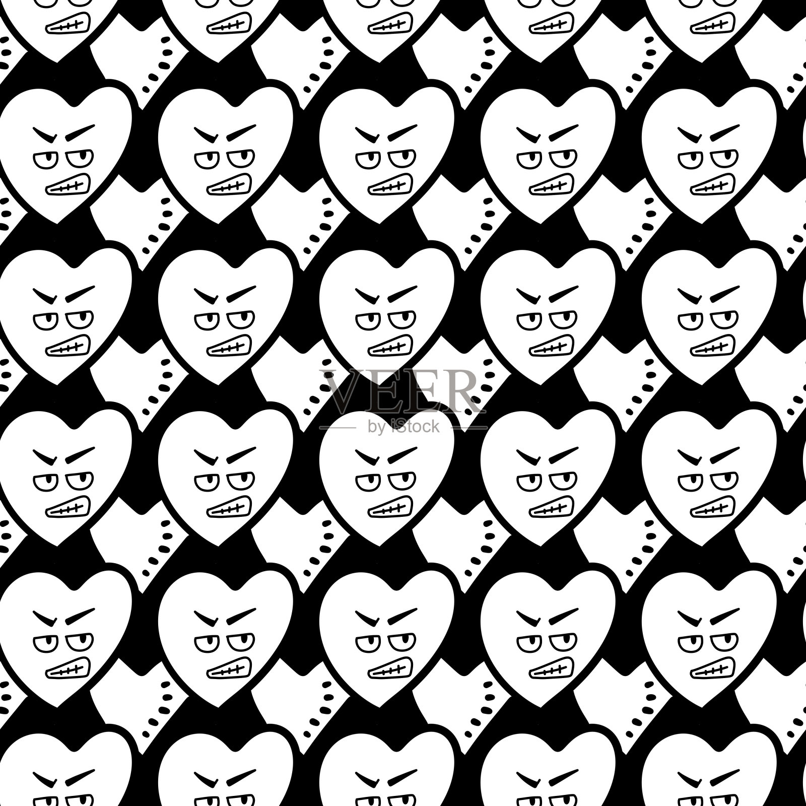 在白色背景上的抽象心的无缝图案。插画图片素材