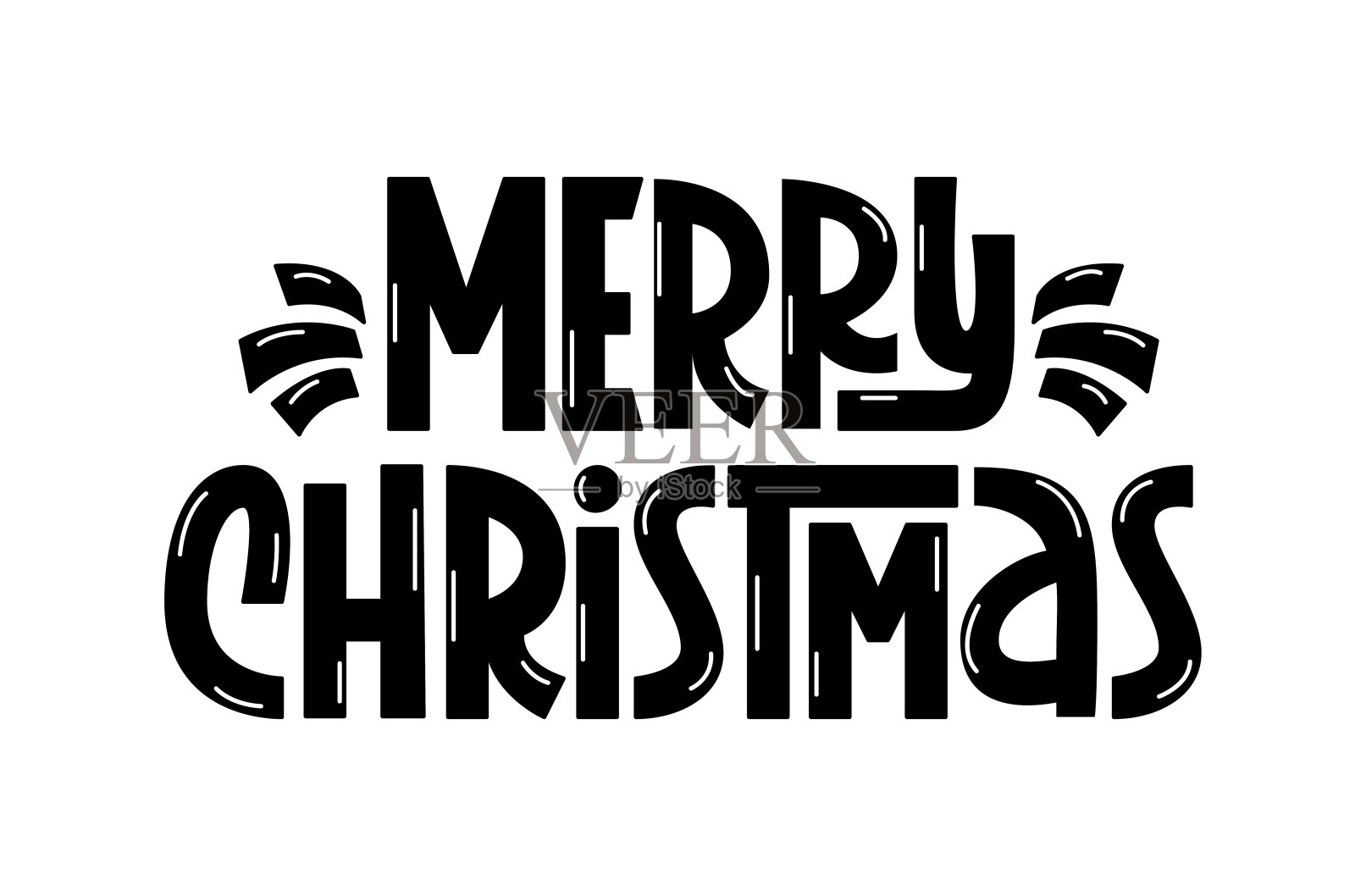 圣诞快乐。向量手写字母的圣诞节报价。贺卡与手写的口号。插画图片素材