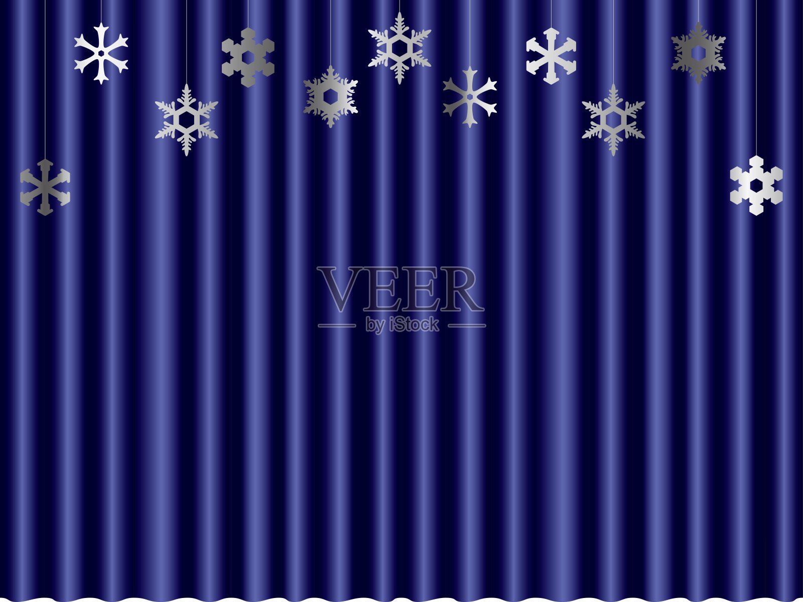 雪花装饰窗帘2-1插画图片素材