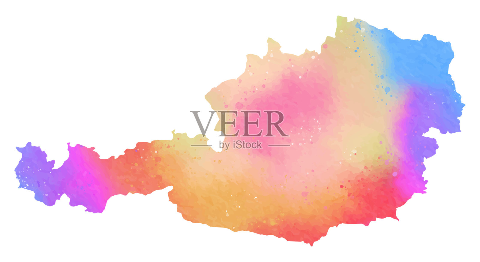 奥地利地图水彩画。光栅插图。插画图片素材