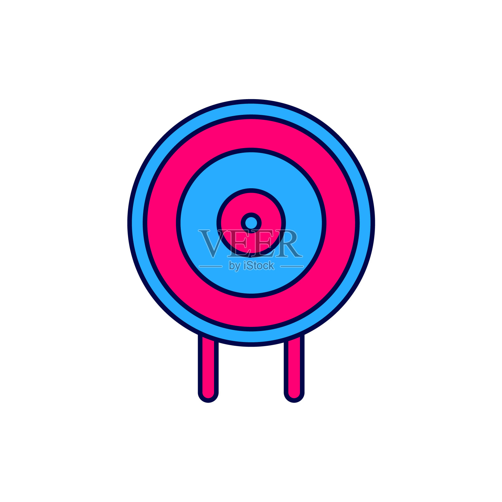 填充轮廓目标运动图标孤立的白色背景。有射击场或射击编号的干净靶。向量插画图片素材