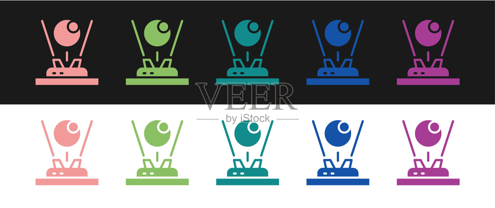 将全息图图标隔离在黑白背景上。全球通信技术。向量插画图片素材