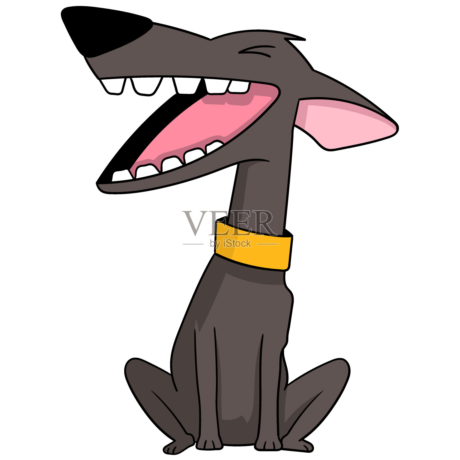 一只瘦骨嶙峋的棕色狗在叫插画图片素材