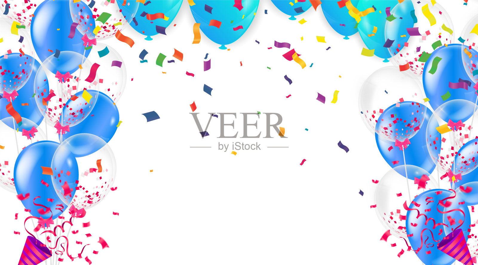 一组彩色有光泽的氦气球背景。采购产品一套气球的生日,周年纪念,庆祝派对装饰。矢量插图EPS10插画图片素材