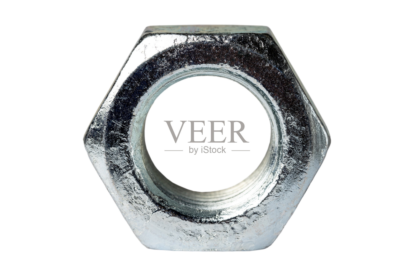 六角螺母。白色背景上的不锈钢六角螺母照片摄影图片