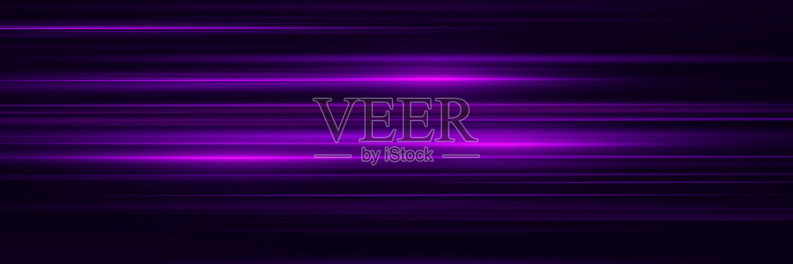 抽象的紫色和霓虹线条。带有耀眼光芒的发光条纹。插画图片素材
