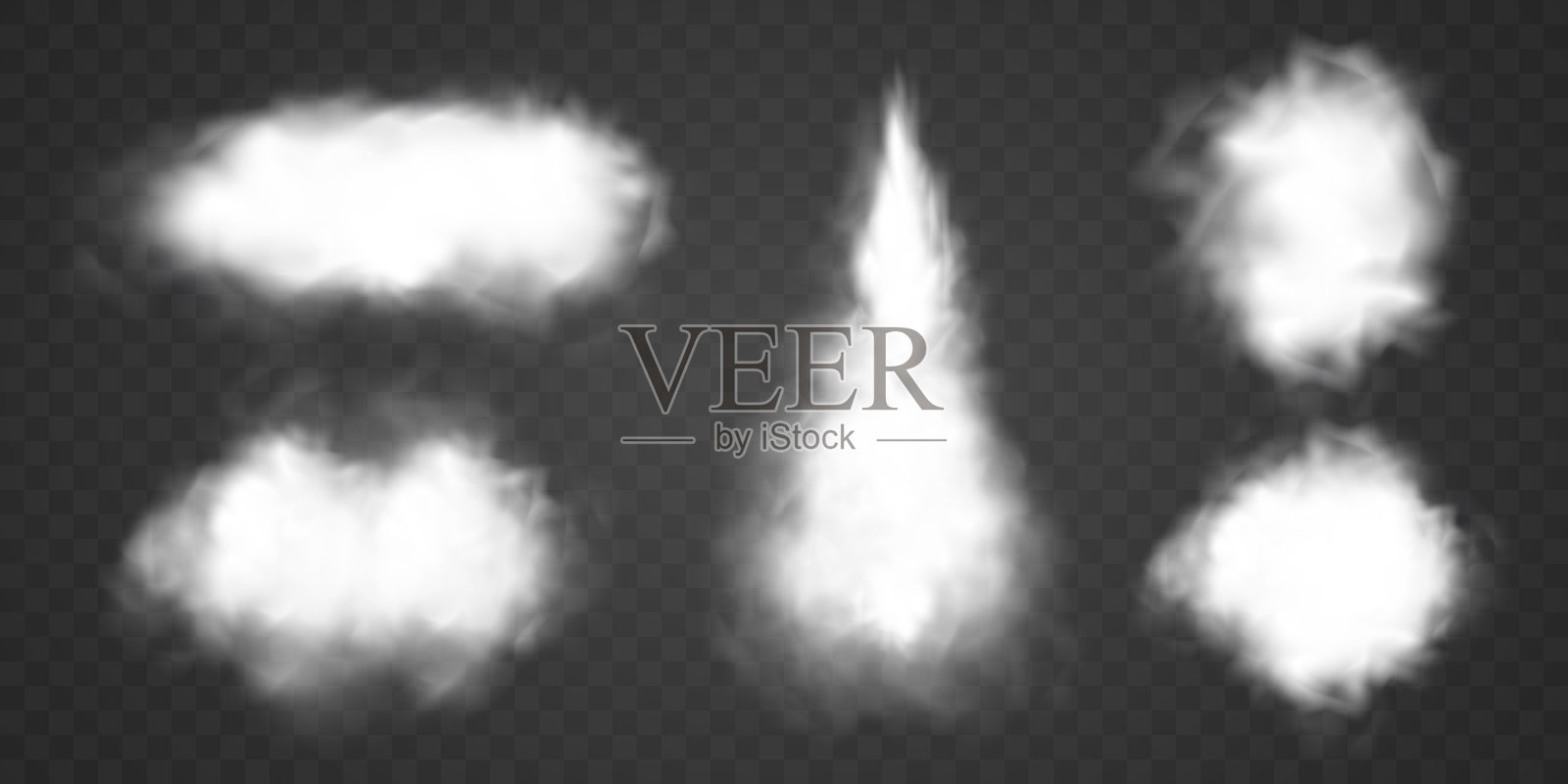 一组矢量凝结轨迹。烟插画图片素材