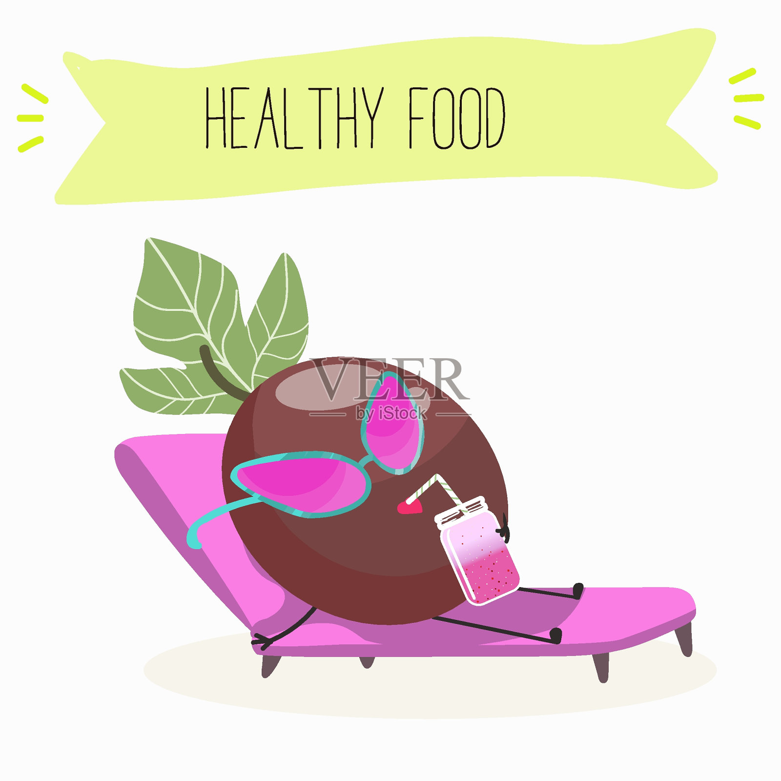 可爱的百香果人物,有趣的水果,有趣的浆果与不同的活动。平面矢量插图。有机食品,健康食品,儿童插图菜单,请柬。插画图片素材