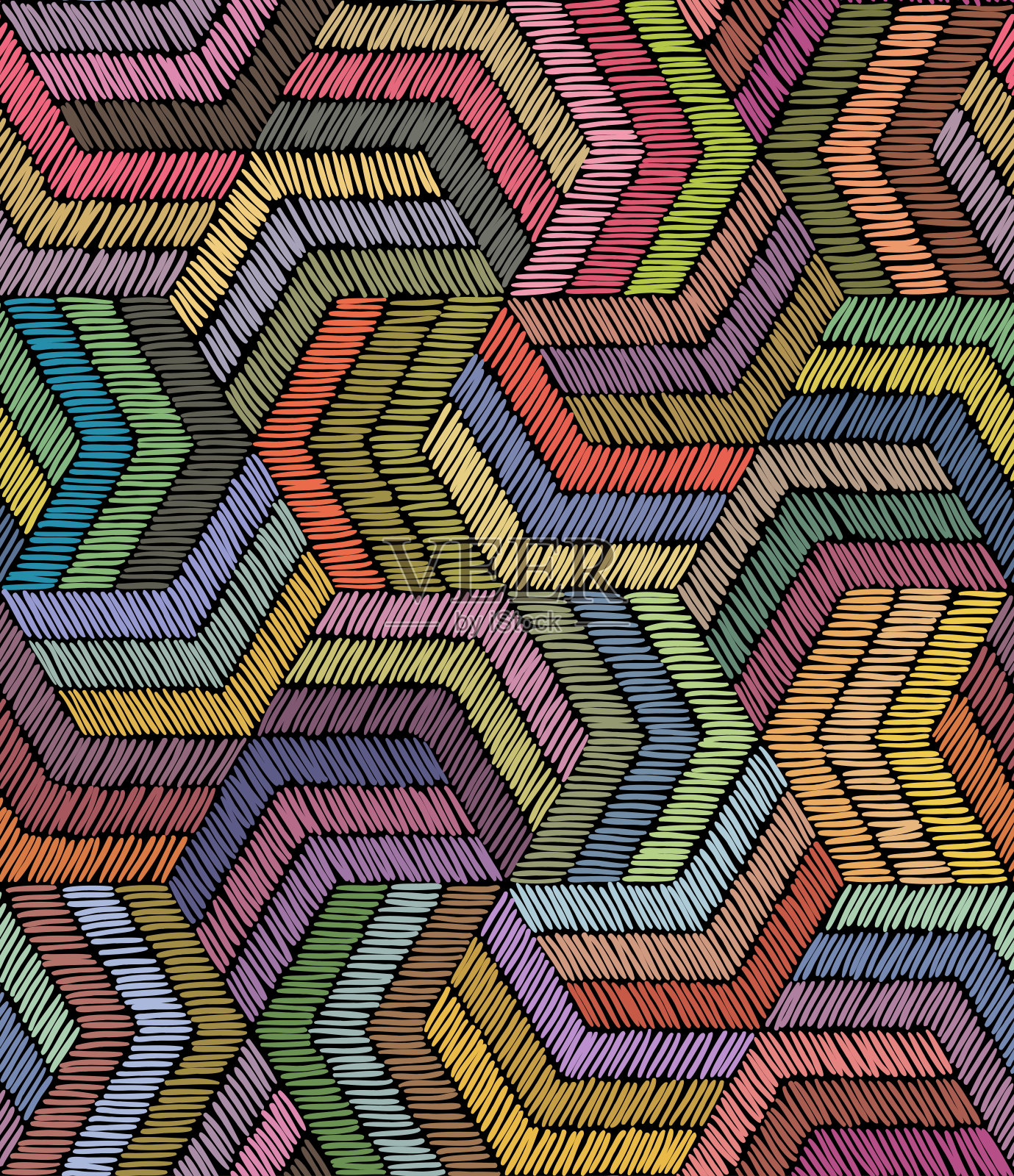 绣花无缝花纹。插画图片素材