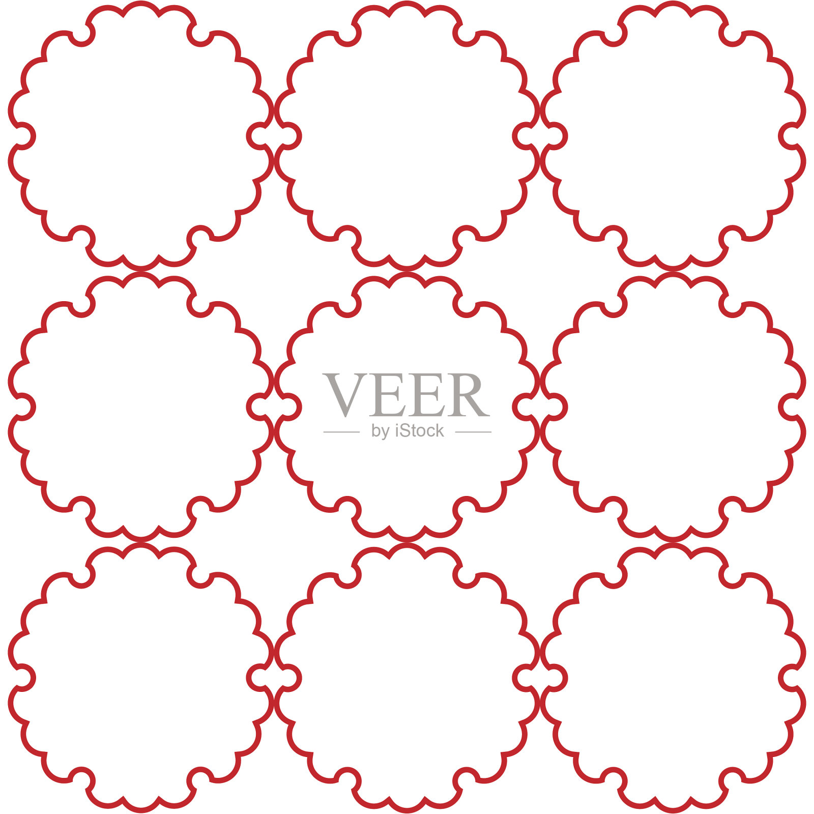 深红色百合-白色雪花形状的家族徽章插画图片素材