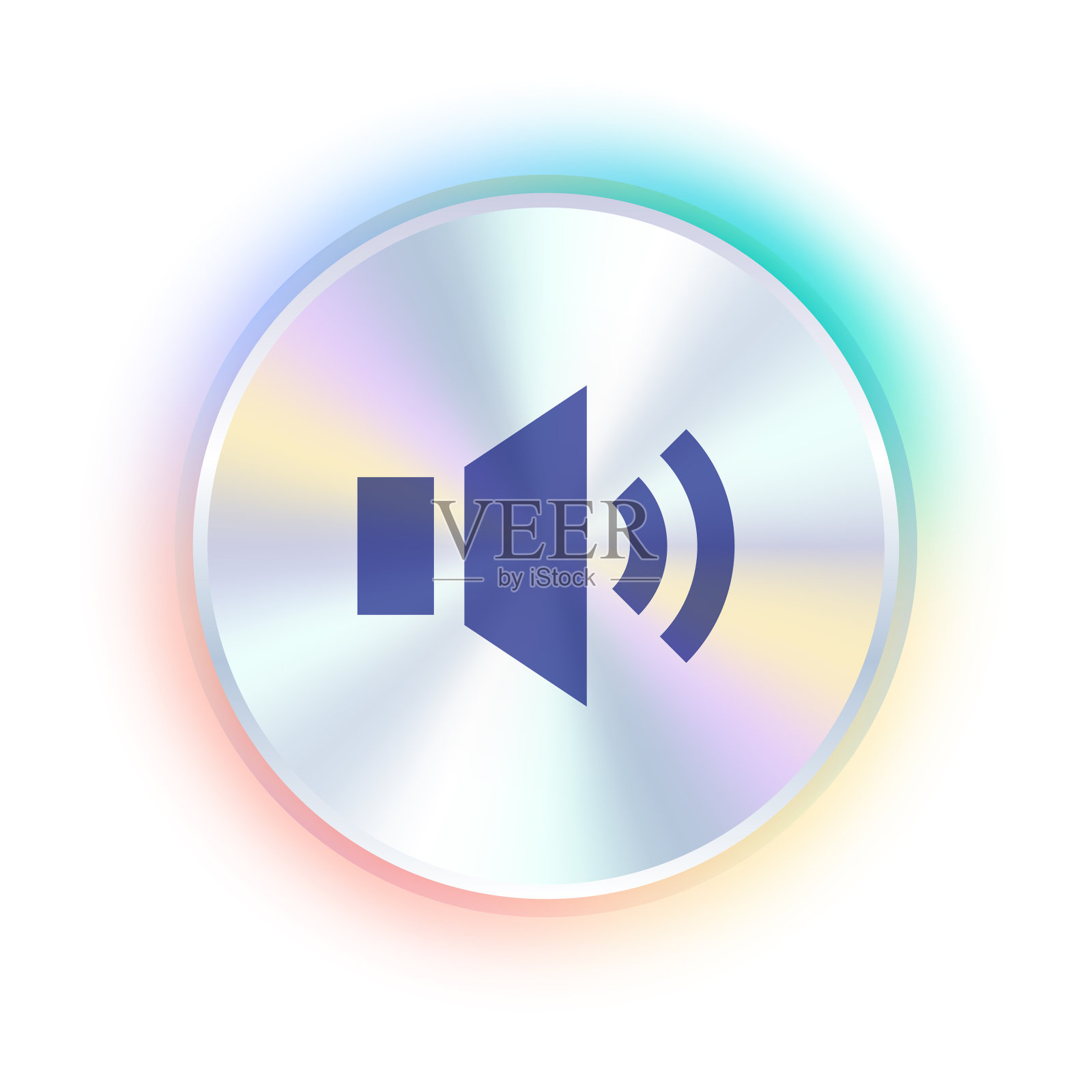 全息贴纸设计与扬声器图标插画图片素材