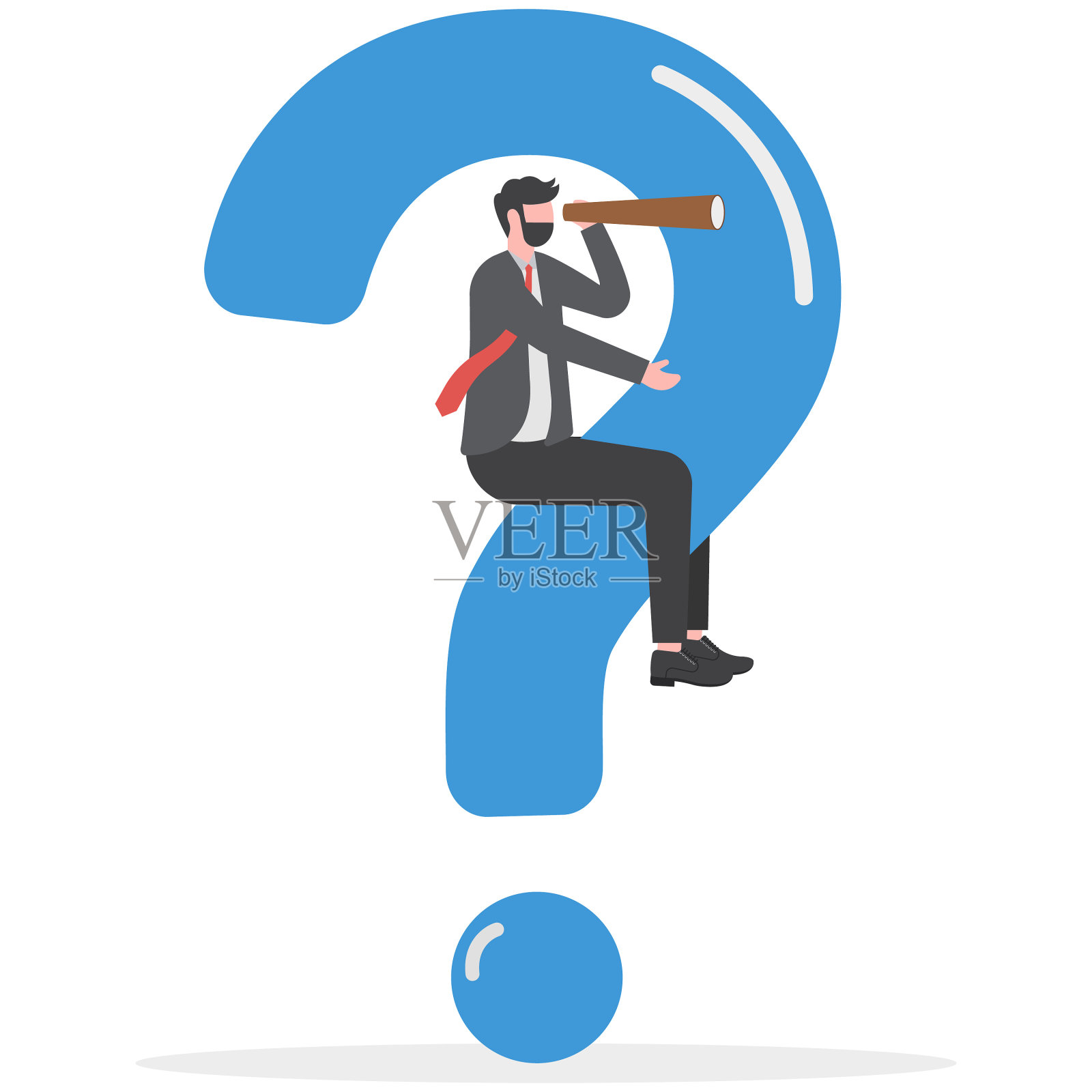 商人对一个问号。解决问题的概念插画图片素材