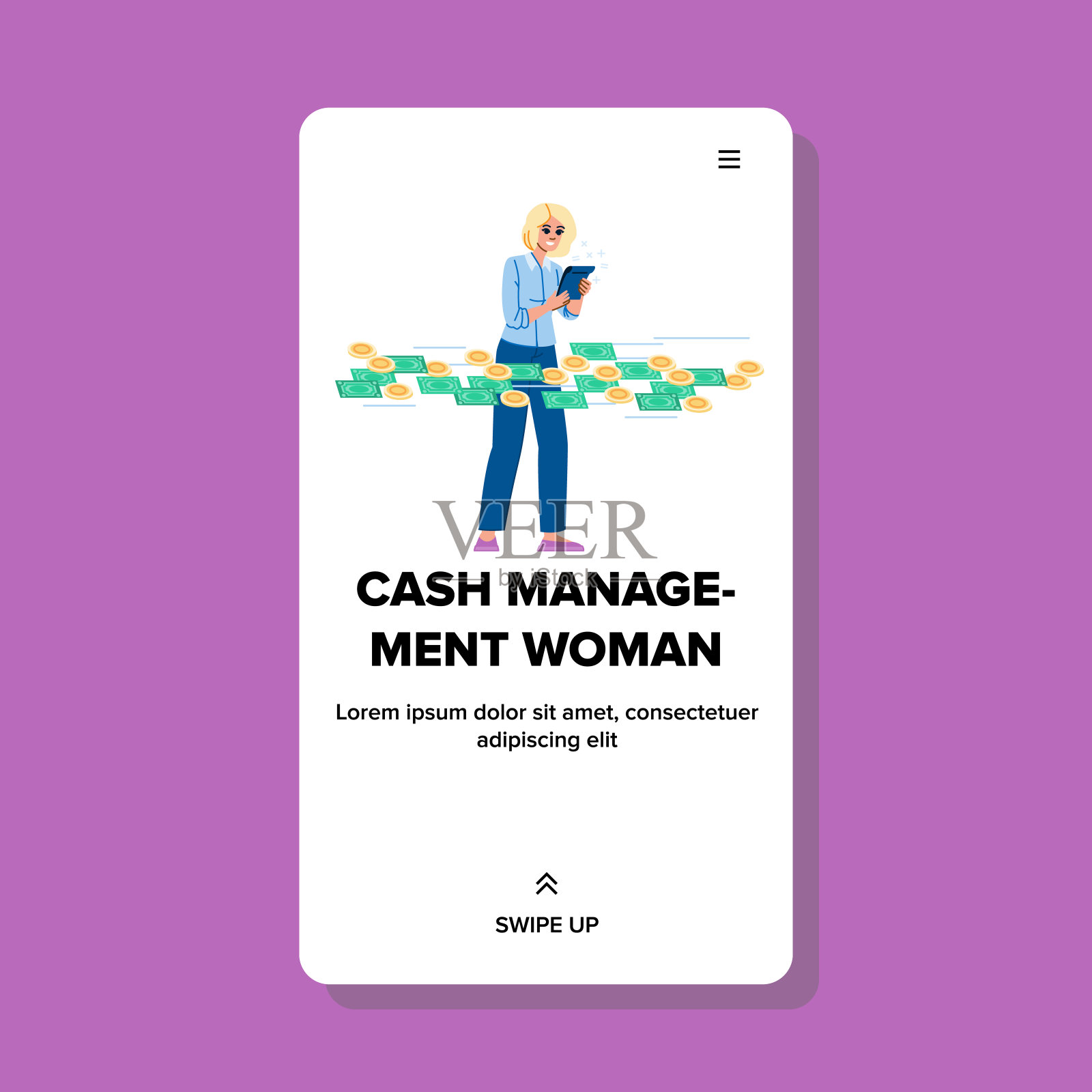 预算现金管理女性矢量插画图片素材