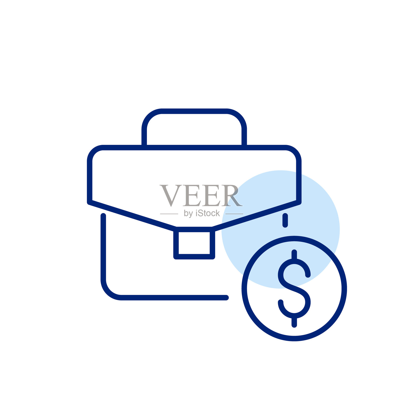 公文包和美元。金融服务、商业投资创收。像素完美,可编辑的笔画图标插画图片素材