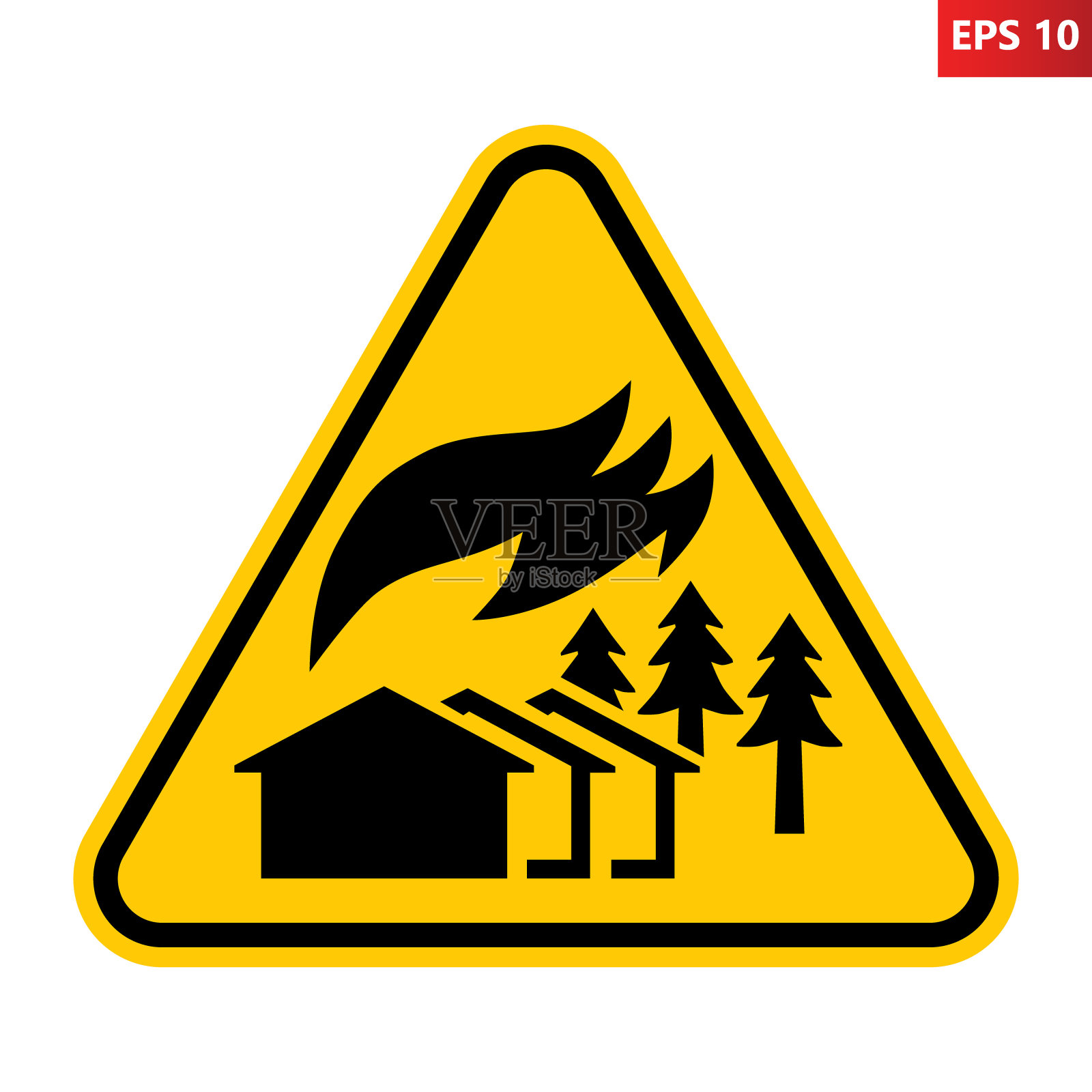 大型火区警告标志插画图片素材