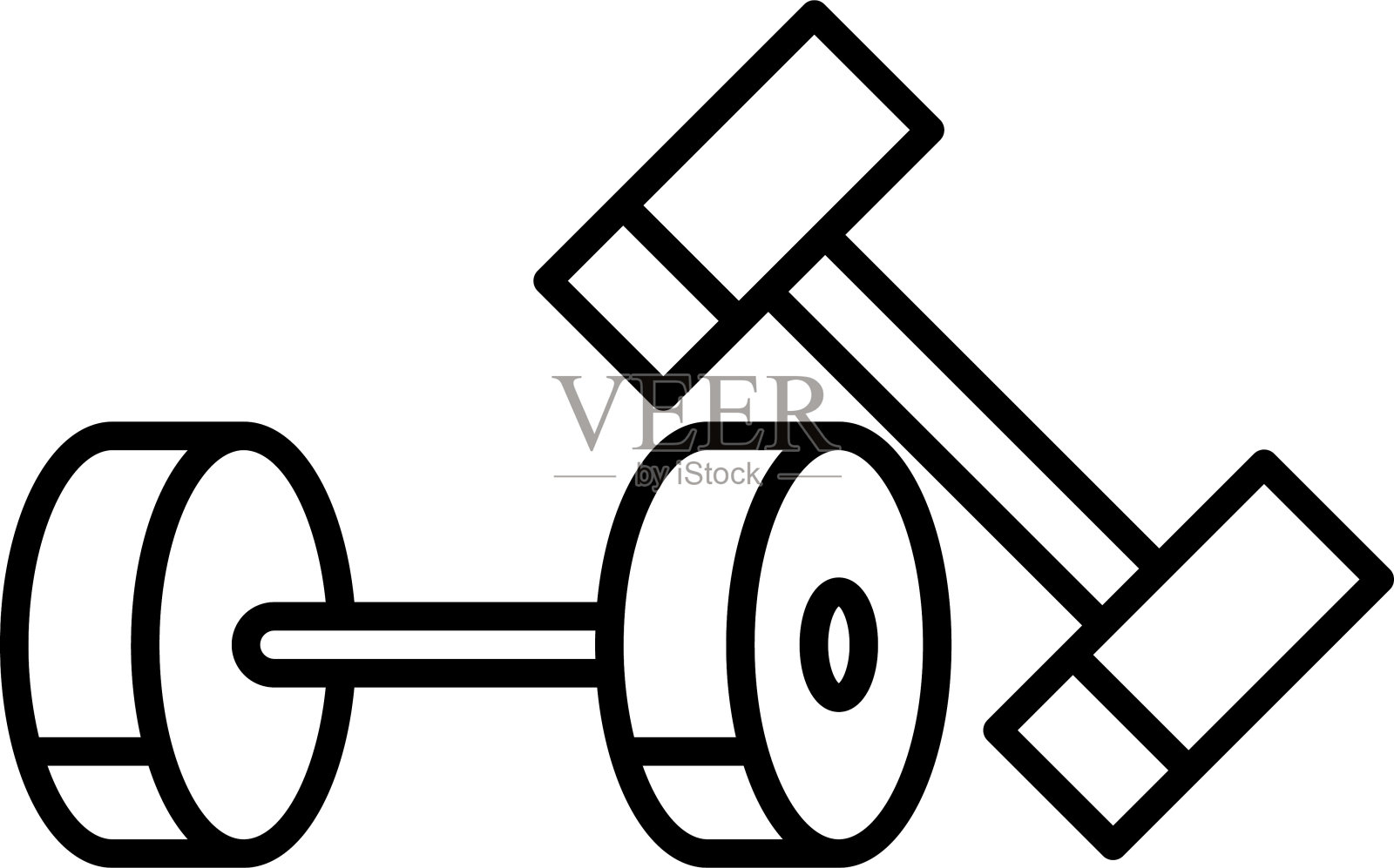 健身房哑铃轮廓矢量插图插画图片素材