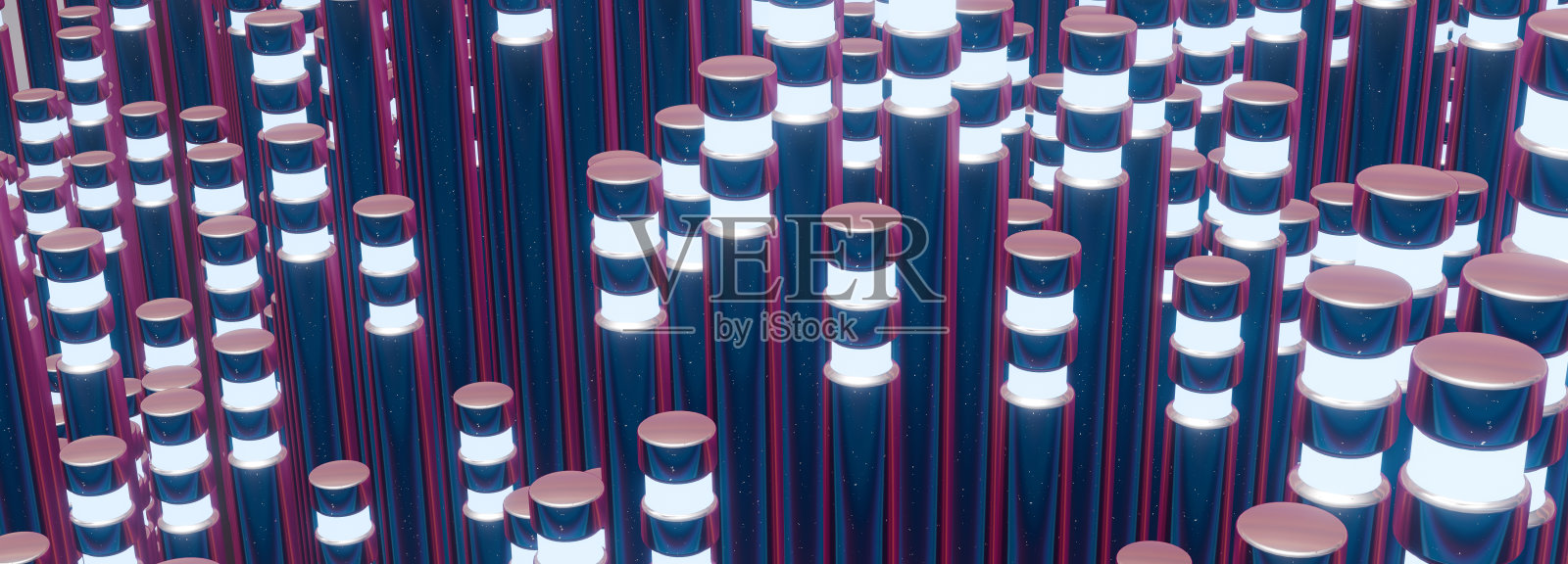 一个抽象的循环3D背景图像,在全息背景上有一个闪亮的波柱,提供了一个迷人的视觉体验。照片摄影图片