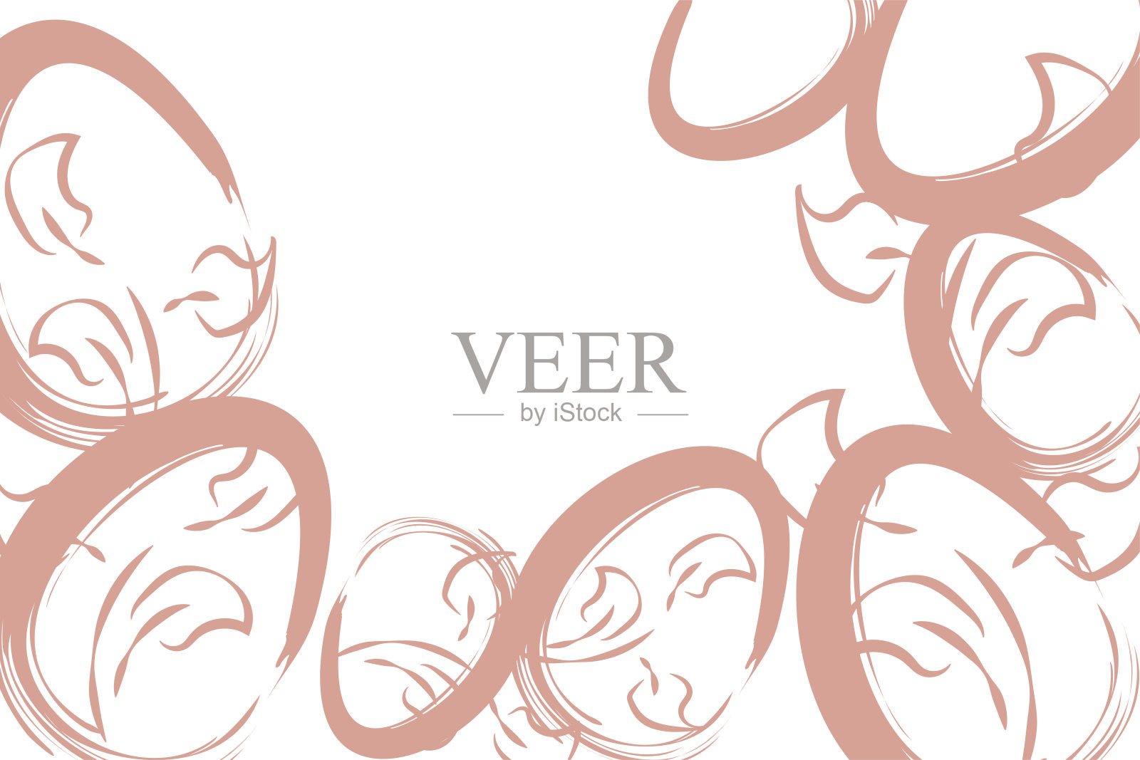 向量。复活节设计手绘笔触,粉彩彩蛋。现代简约风格。横向海报、明信片、网页、横幅、宣传册、明信片,有文字复制空间。插画图片素材