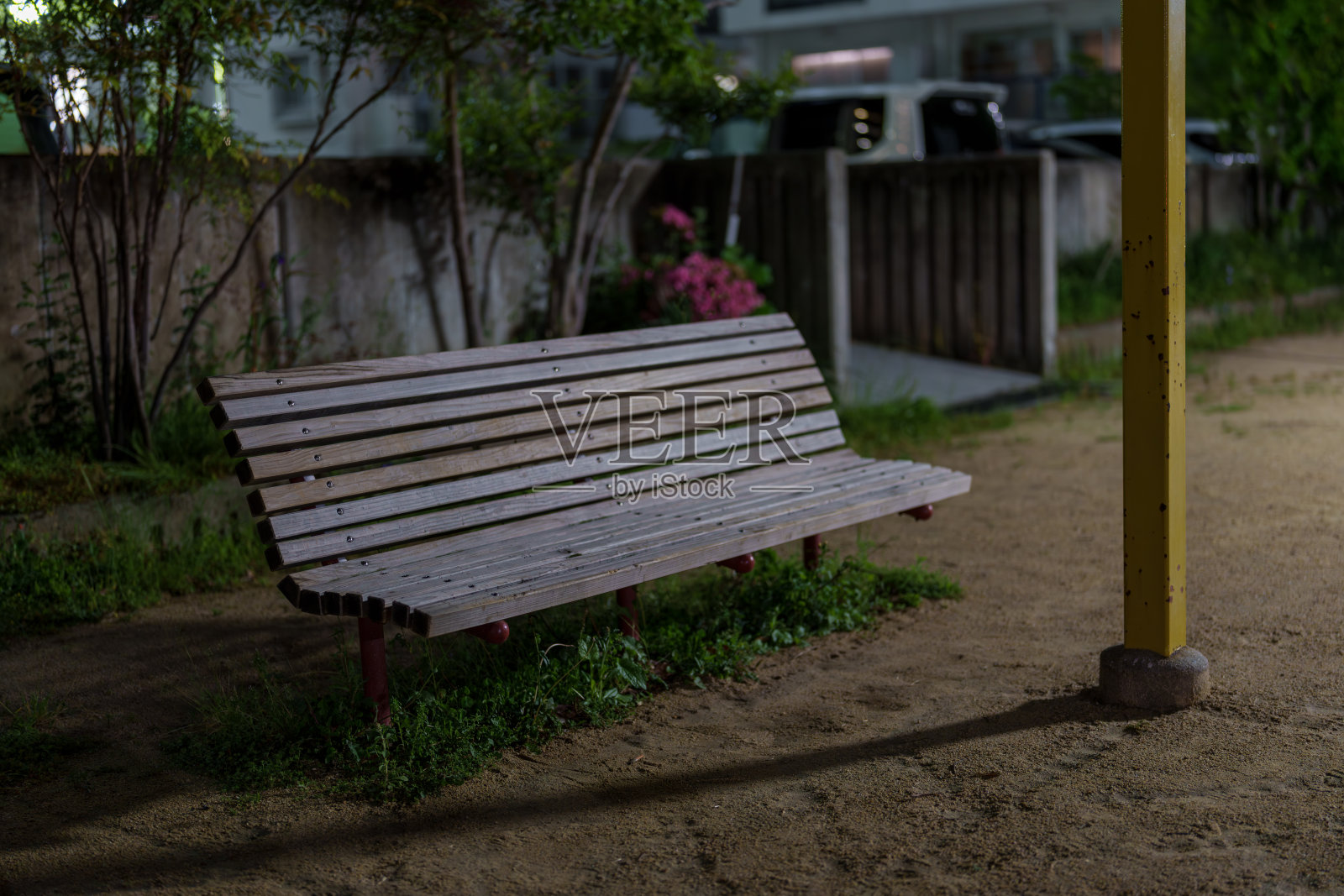 深夜公园长凳材料照片摄影图片