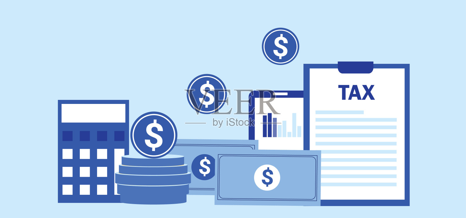 网上报税概念,商人填写税务表格文件在线矢量说明插画图片素材