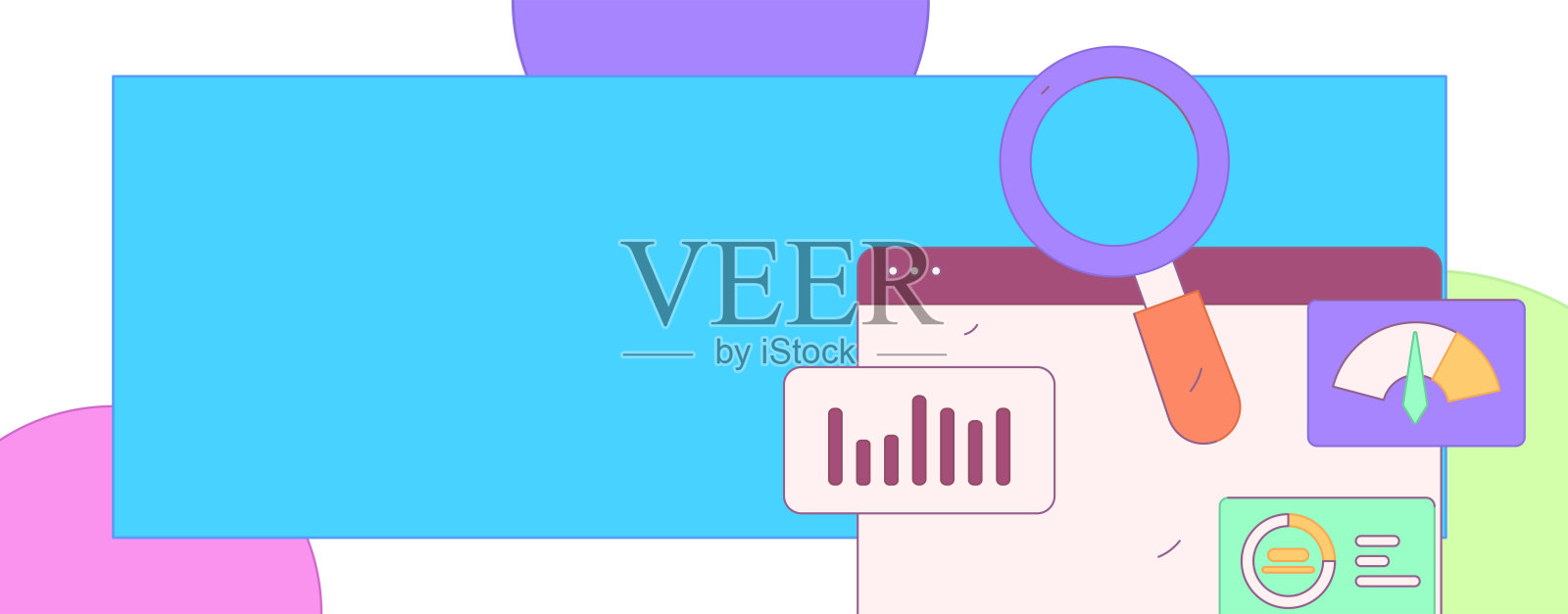 平面矢量插图的业务人员操作的工作场景插画图片素材