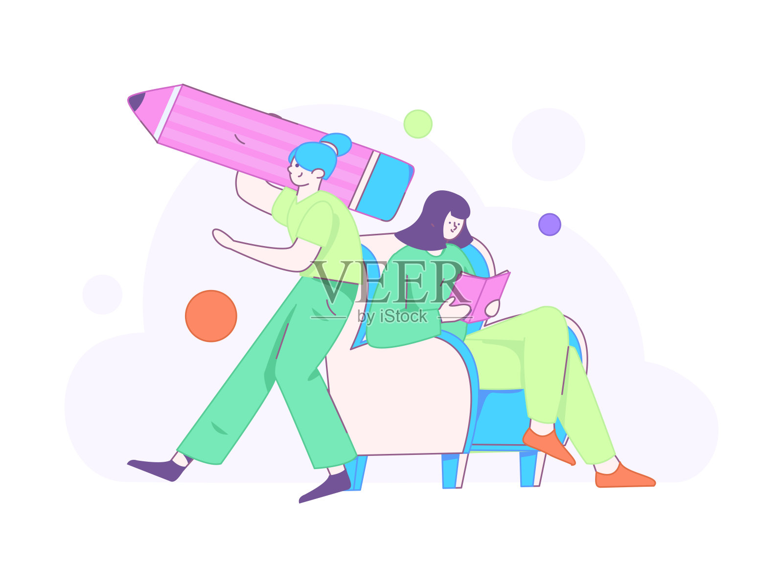 文字阅读静静地矢量概念操作手绘插图插画图片素材