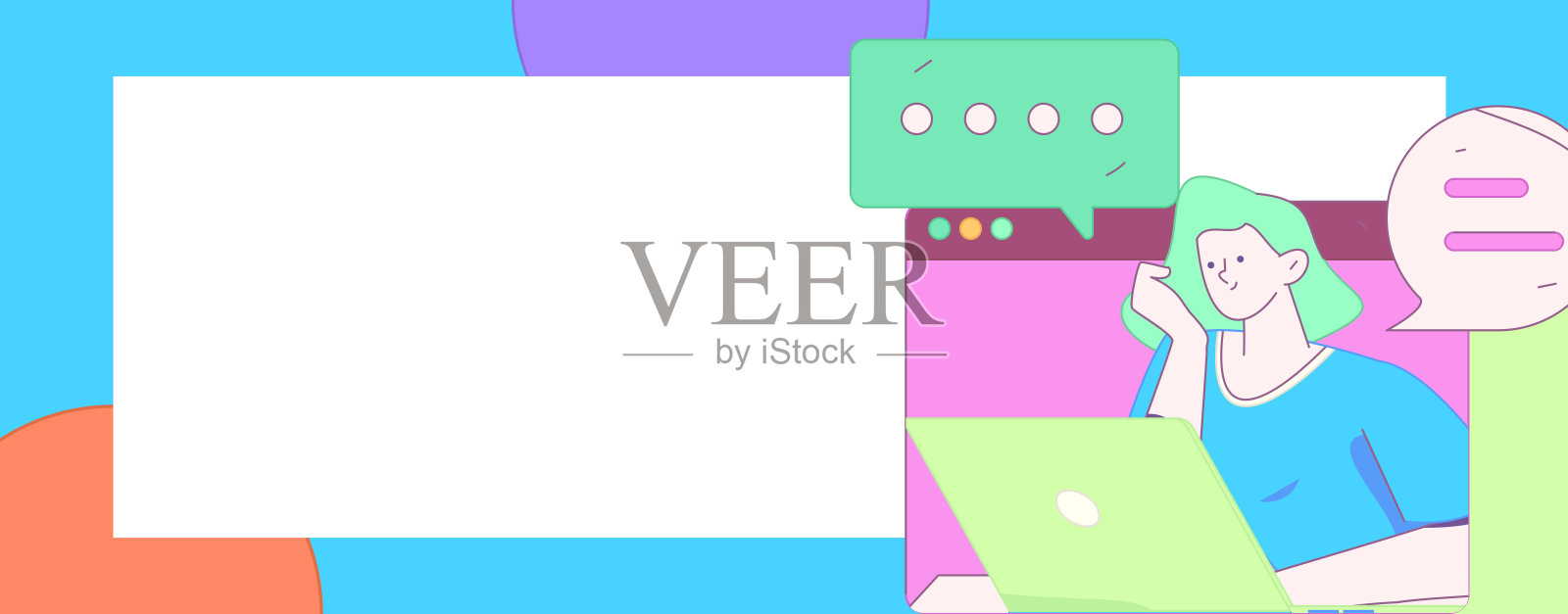 平面矢量插图的业务人员操作的工作场景插画图片素材