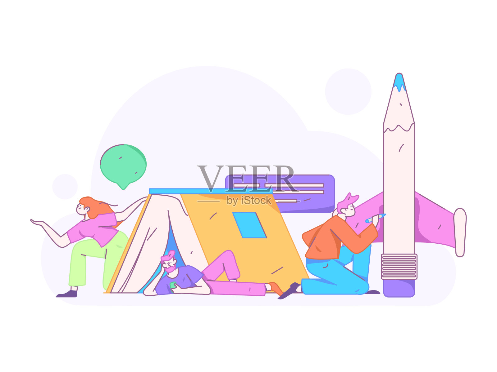 世界读书日阅读字符平面矢量概念操作手绘插图插画图片素材