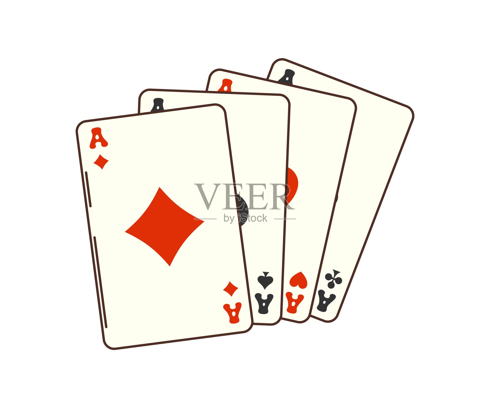 四张a牌复古的时髦元素插画图片素材