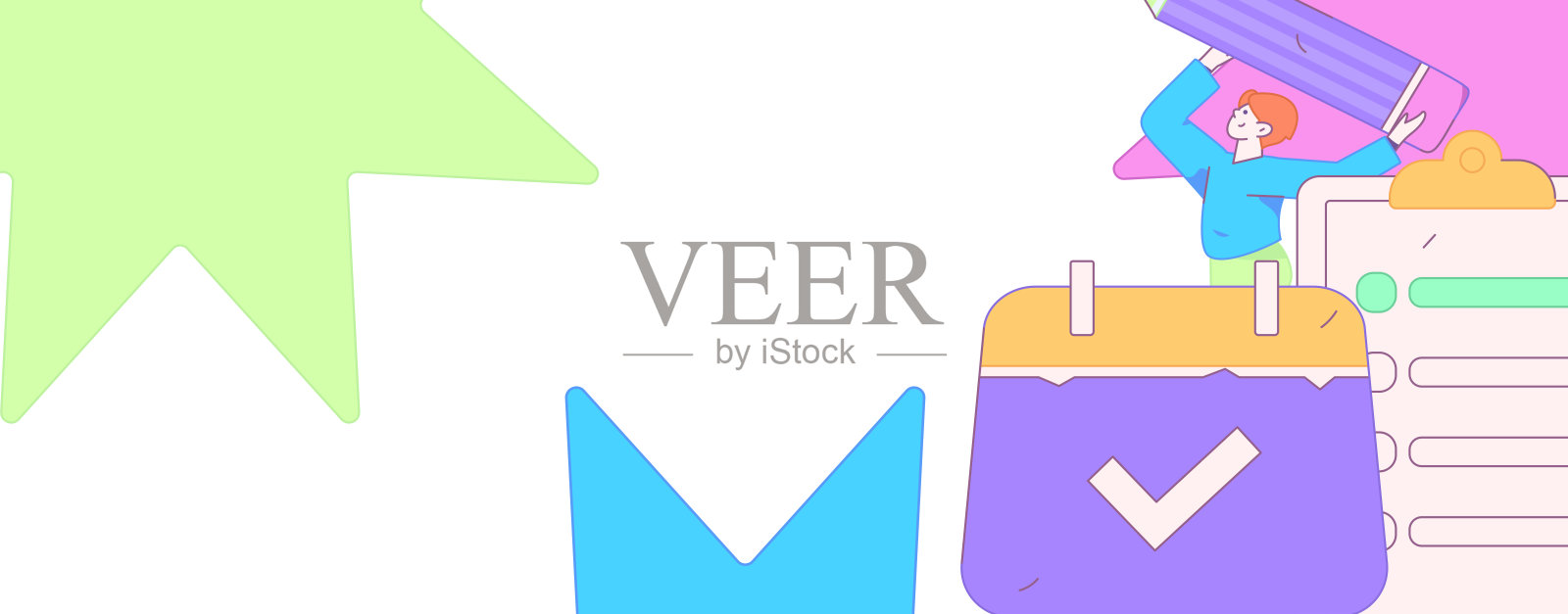 签到字符平面矢量概念操作手绘插图插画图片素材