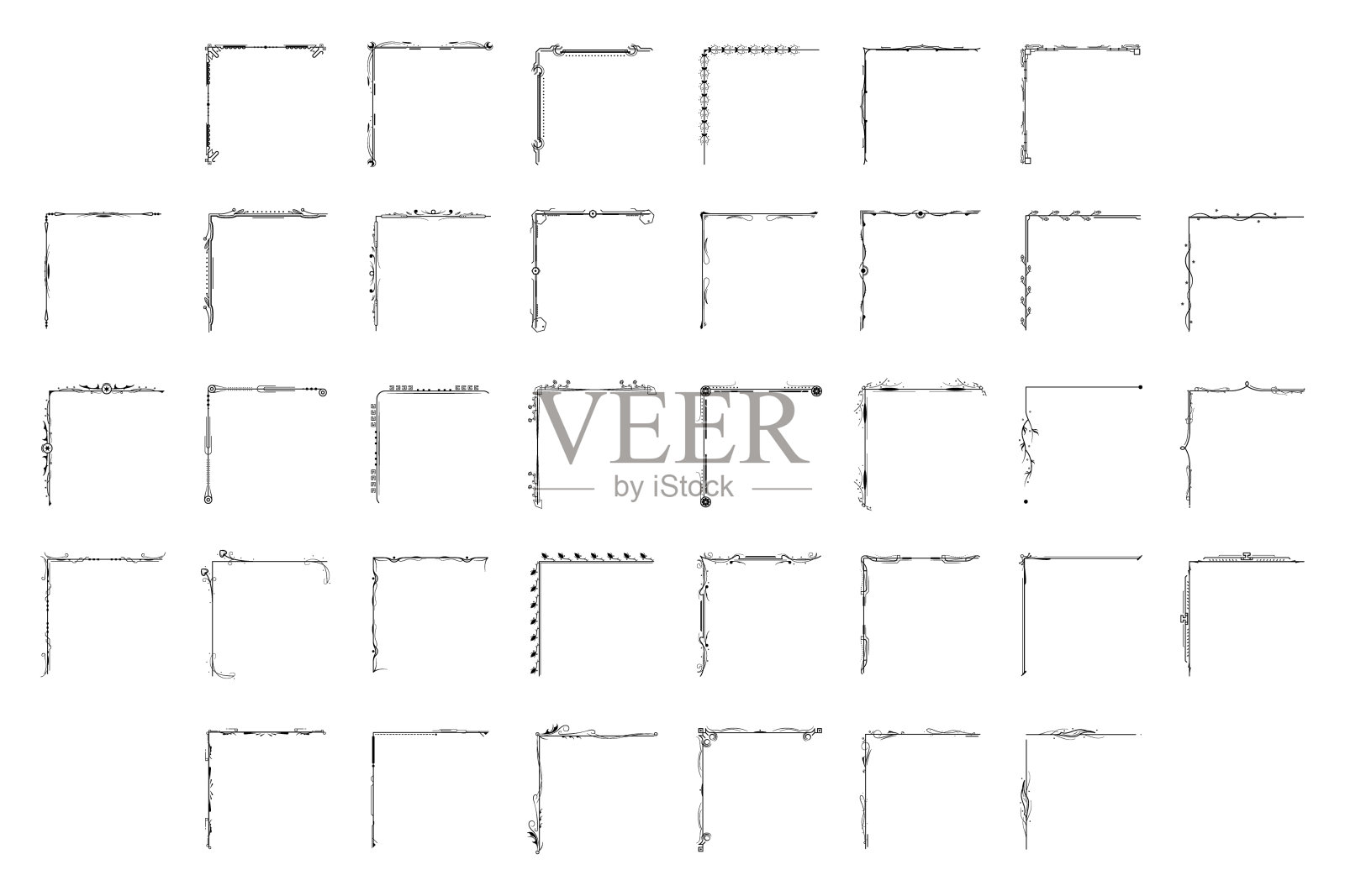 设置角不同形状的手绘花装饰矢量设计涂鸦素描风格的婚礼和横幅插画图片素材