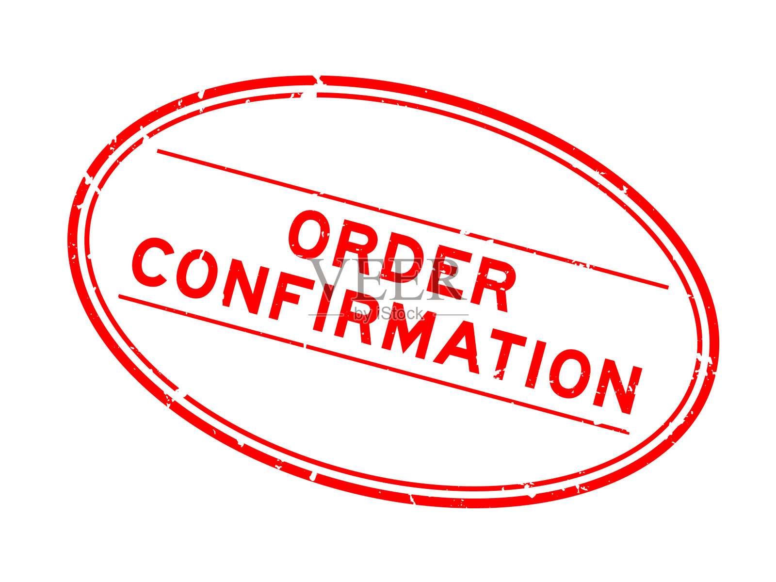 垃圾红色订单确认字椭圆形橡胶密封印章在白色背景插画图片素材