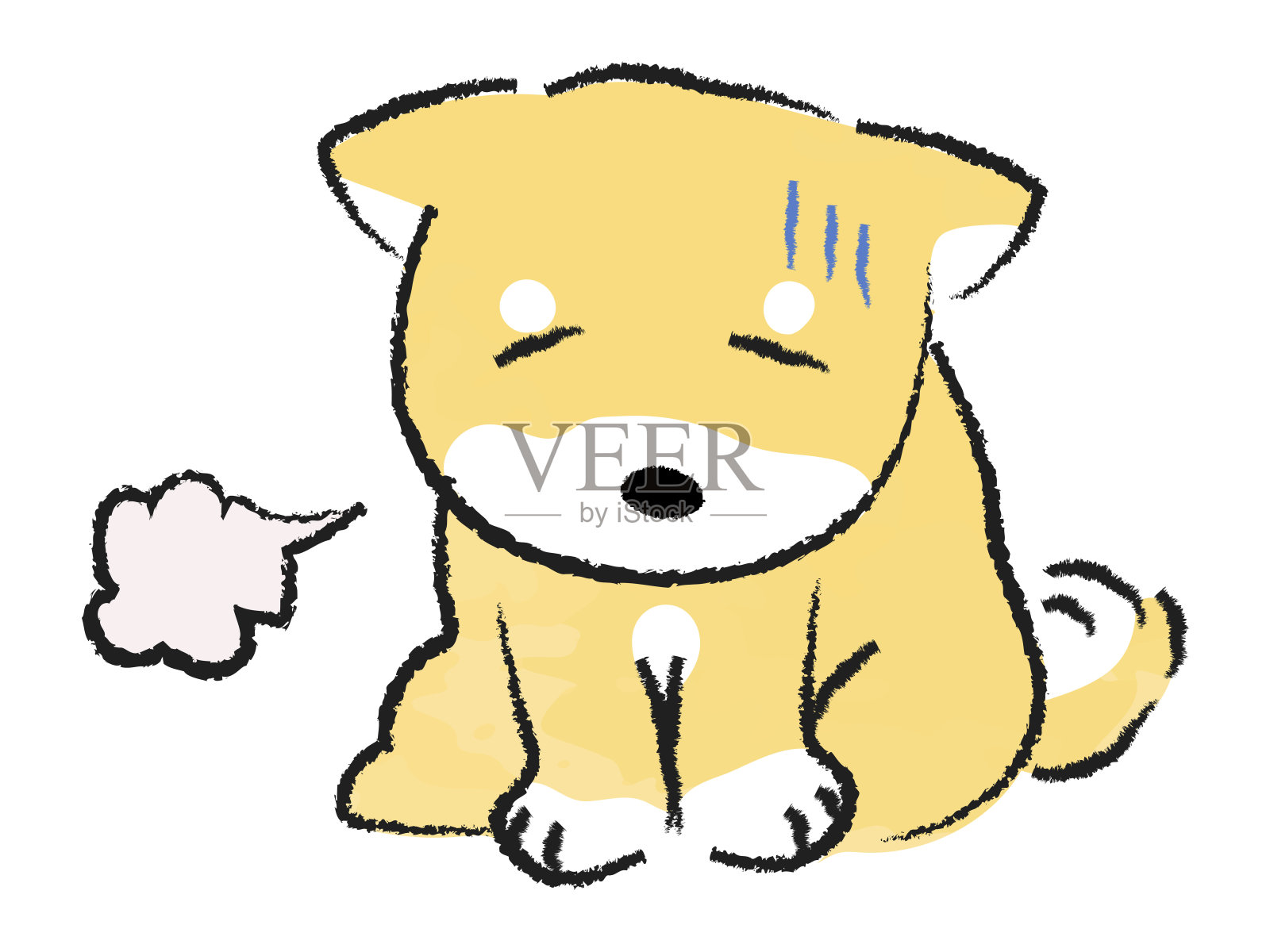 柴犬坐着,情绪低落插画图片素材