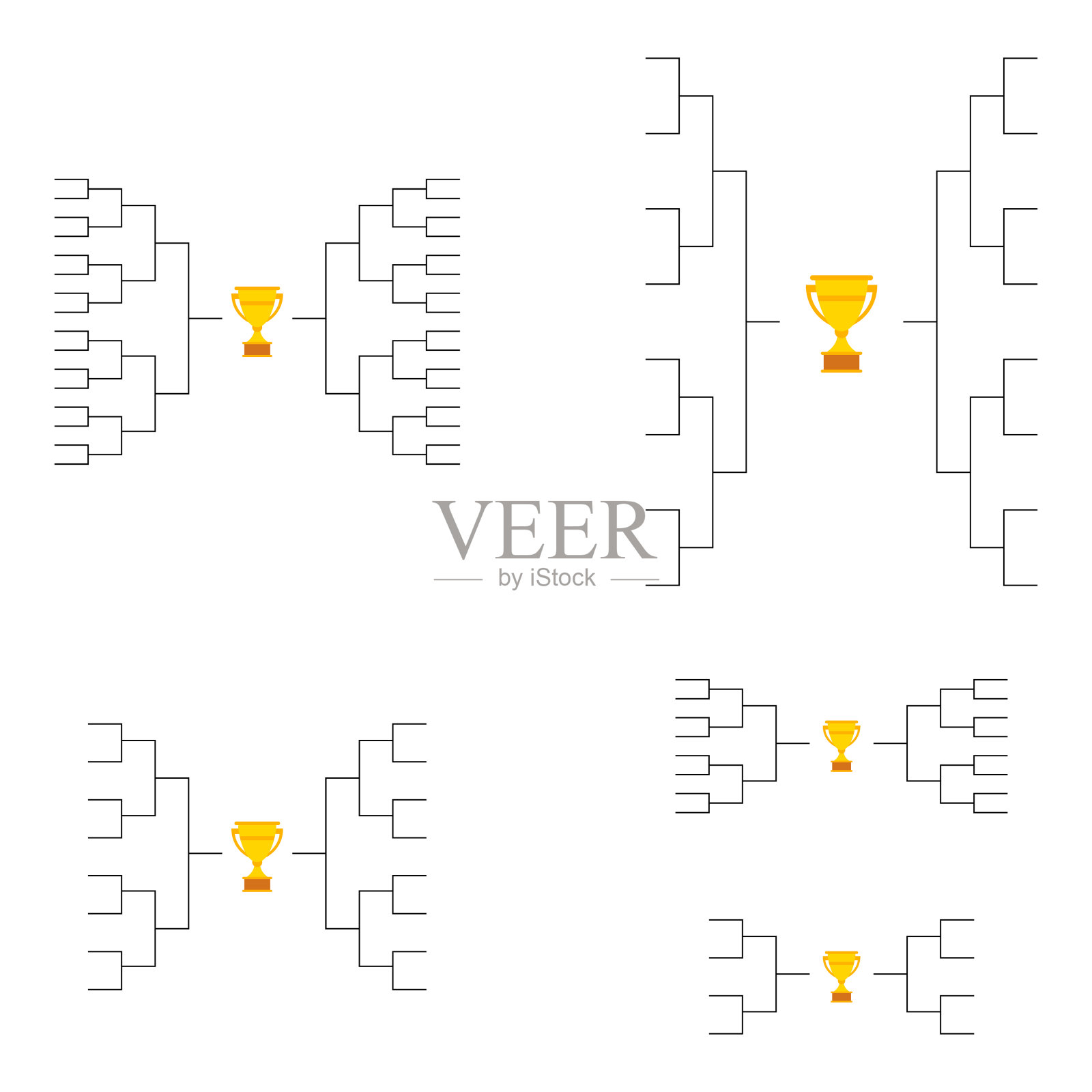 一组支架运动锦标赛,空白消除事件标志,季后赛比赛矢量插图插画图片素材